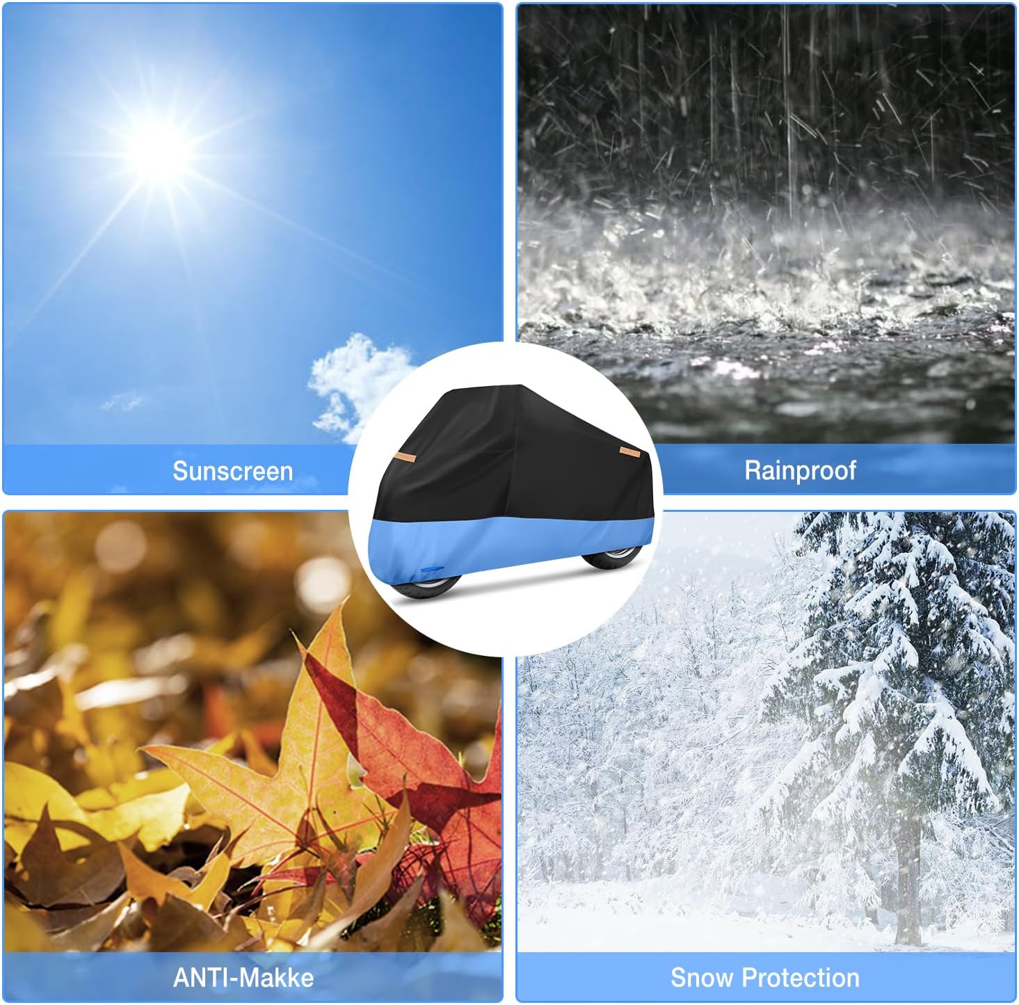 Nilight Motorcycle Cover All Season Universal Oxford Fabric with Lock-Hole Waterproof Durable UV with Storage Bag & Protective Reflective Strip Fits up to 108" Motorcycle