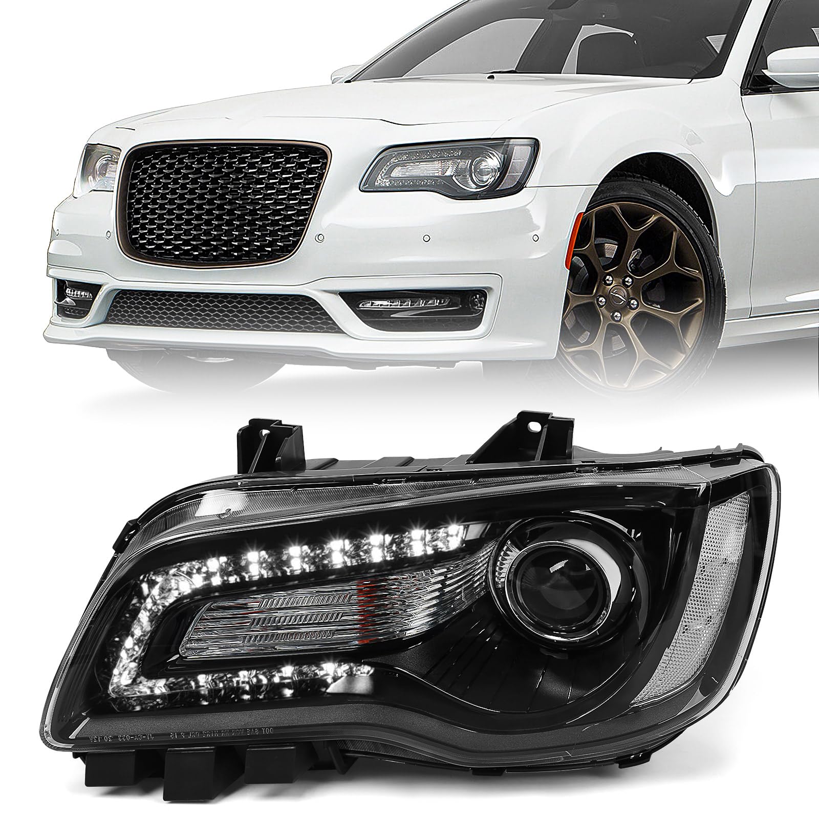VLINCAR Black Housing Halogen Headlight Left Driver Side