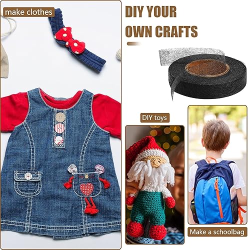 Miniatura 7 de Outus 2 rollos de cinta de fusión de tela adhesiva para el dobladillo, cinta adhesiva para planchar cada 12 pulgada (negro claro, negro pesado, 27