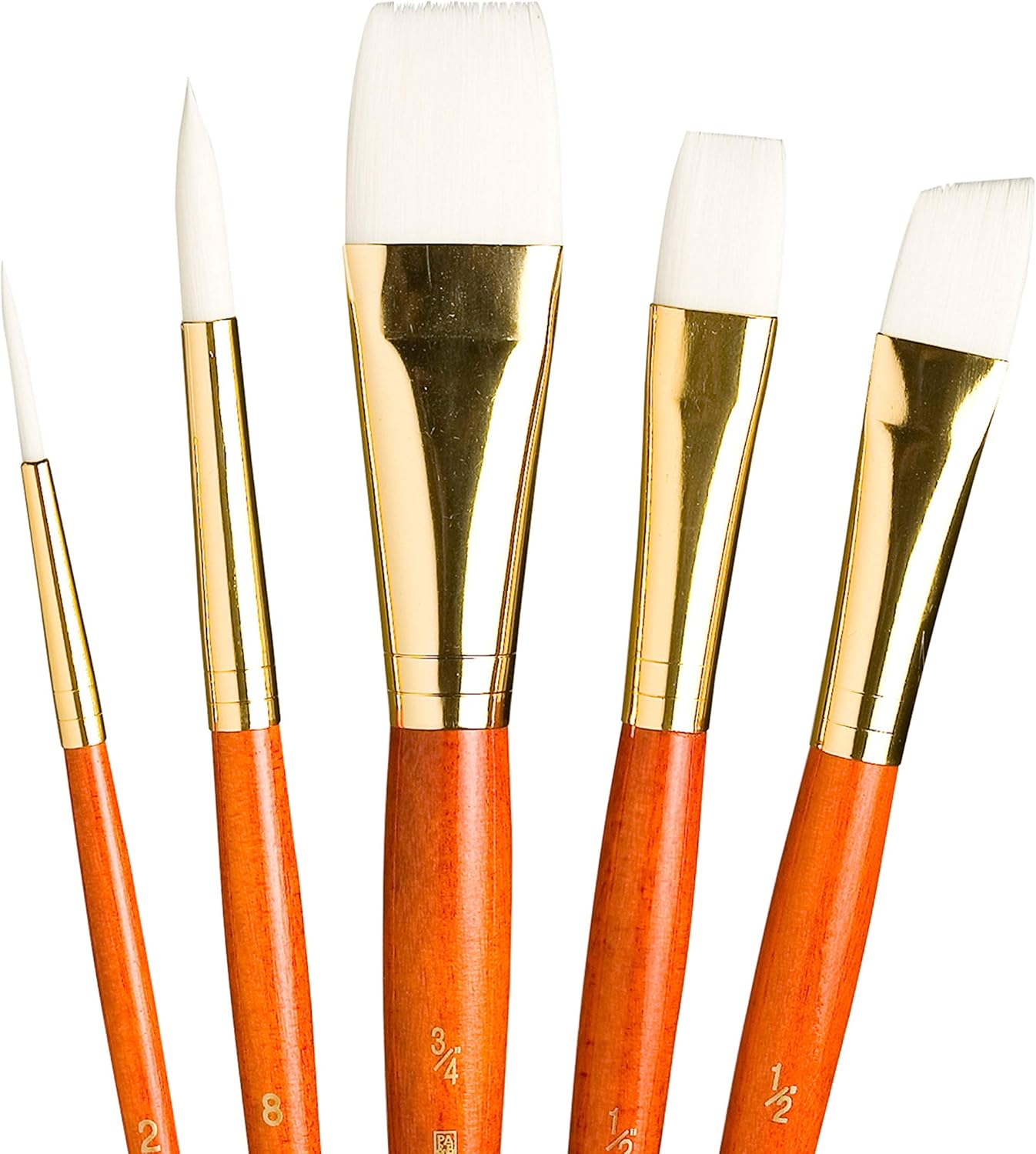 Princeton Art & Brush RealValue Paintbrush, Rnd 8, Lnr 2,ANG Shadr 1/2,Wash 1/2,3/4, Orange