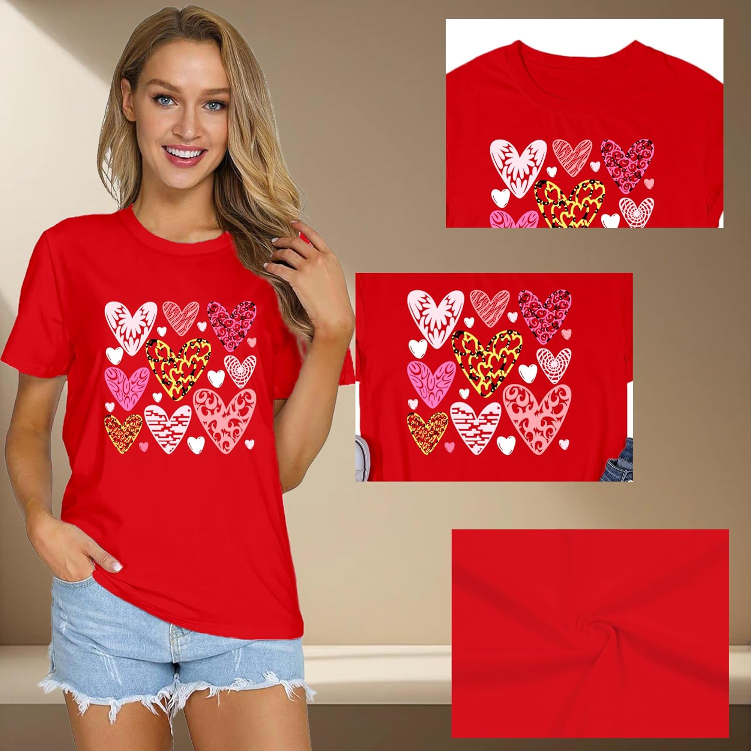 Valentines Shirts for Women Love Hearts T-Shirt Happy Valentine's Day Tee Tops - Image 5