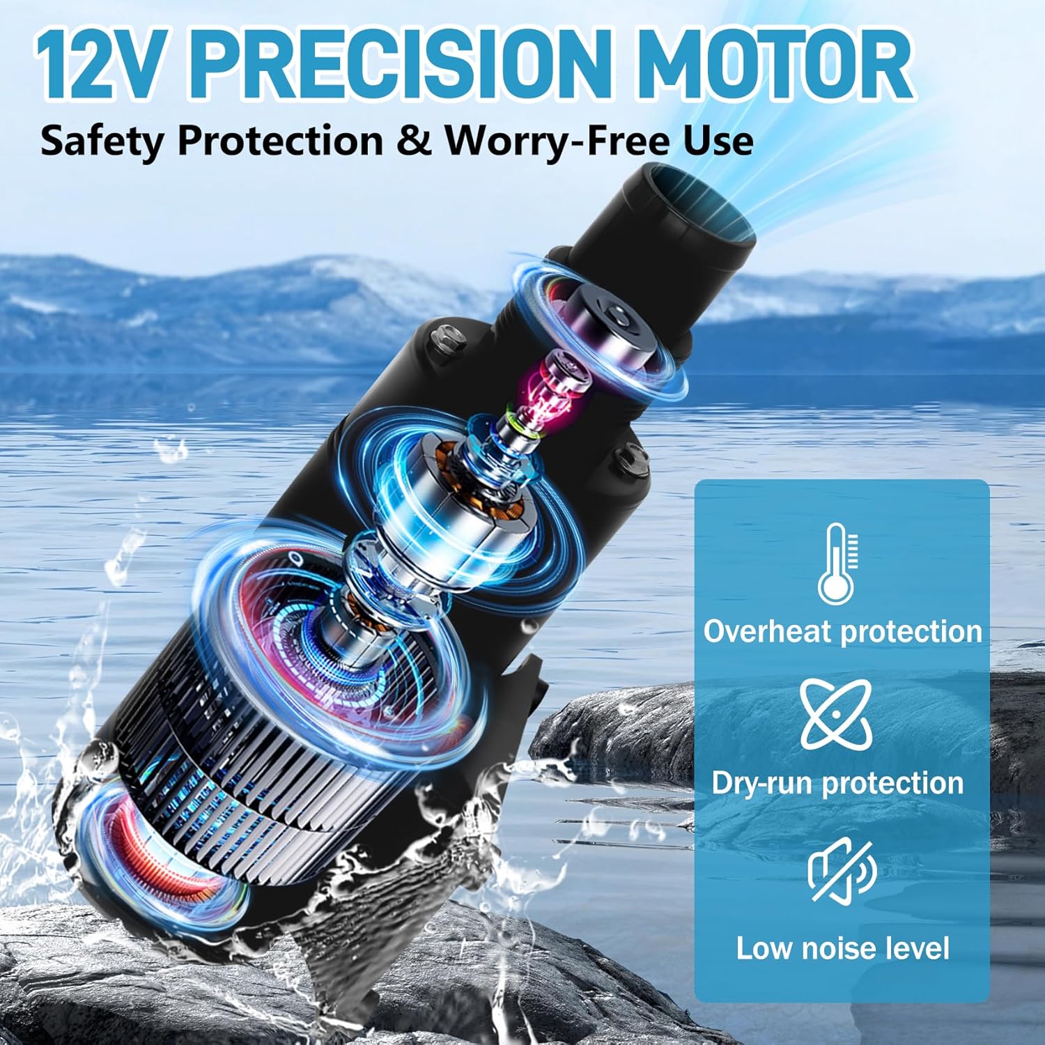 18590-2092 Macerator Pump Compatible with jabsco, 49 L/min Wastewater Evacuation Marine Macerator Pump, 5 FT Self-Priming Height for RV/Yacht/Marine/Toilet