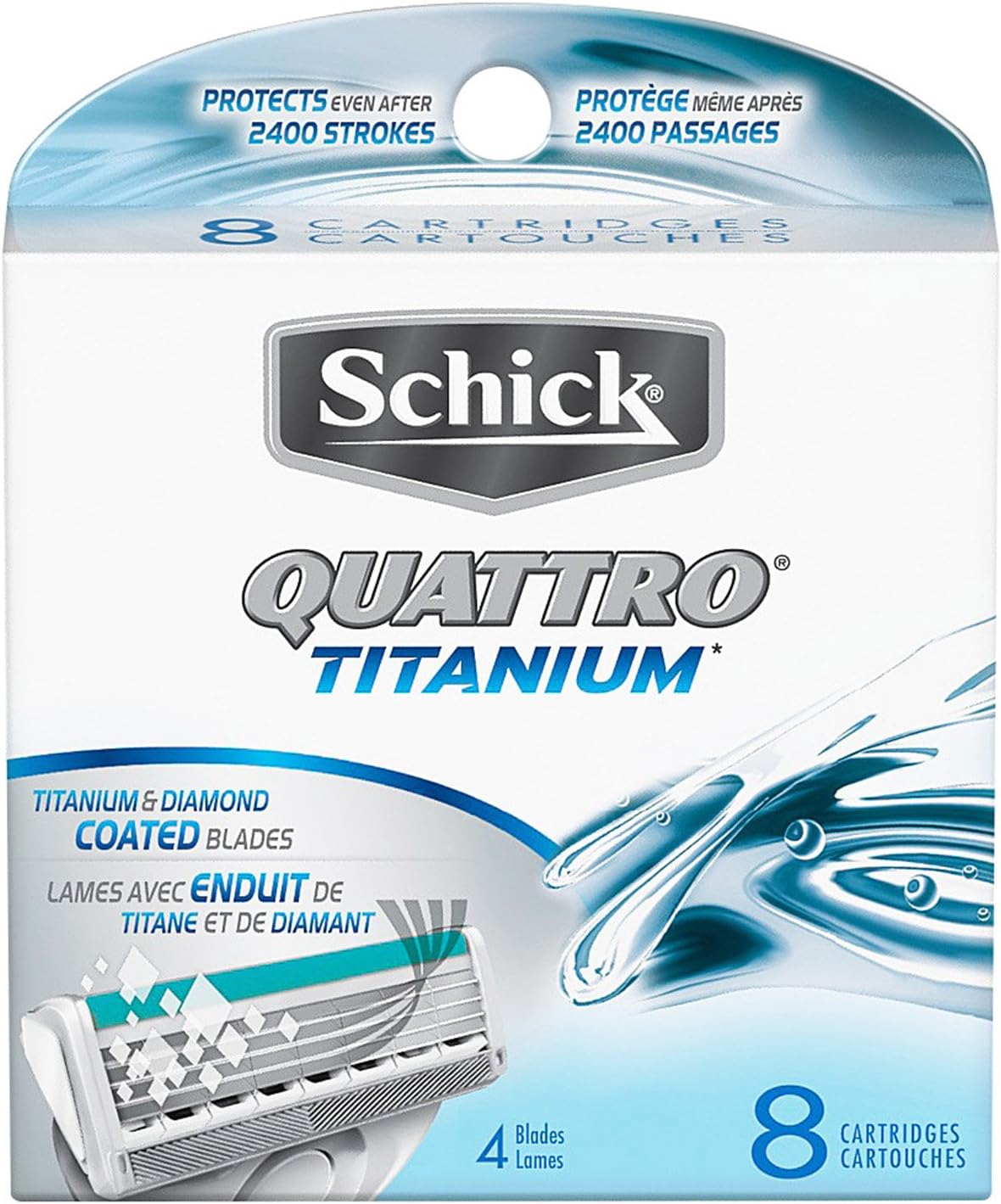 Quattro Titanium Razor Blade Refills for Men - 8 Count