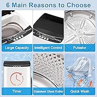 Vista 2 de Lavadora portátil de 17 libras con 10 programas de lavado, 2.2 pies cúbicos de lavadora automática completa y giratoria, lavadora giratoria compacta