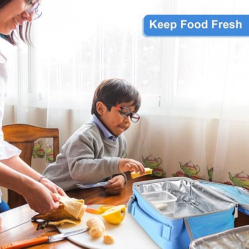 Miniatura 4 de Amersun - Lonchera térmica duradera con forro acolchado que mantiene la comida caliente o fría durante mucho tiempo, resistente al agua, pequeña,