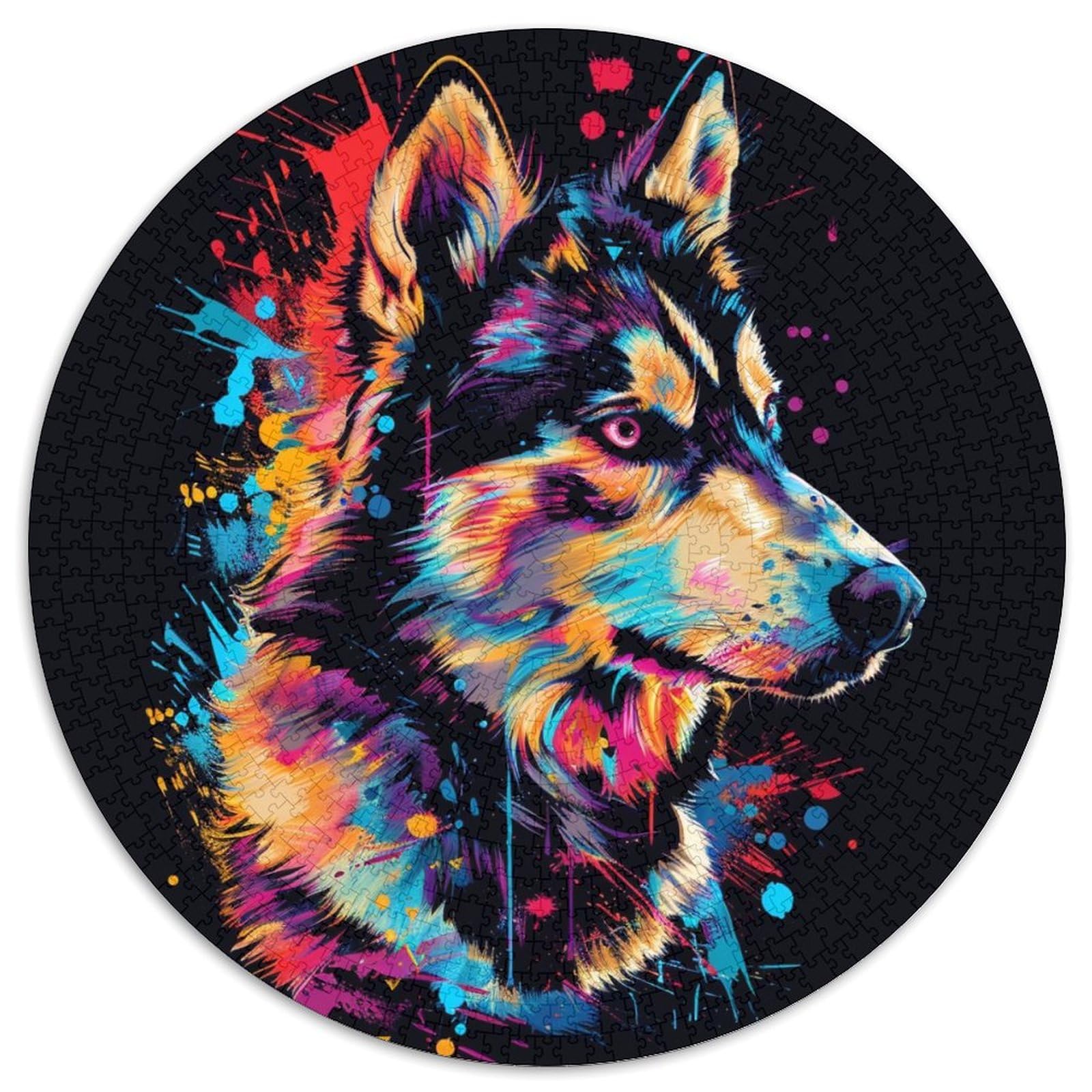 Jigsaw Puzzles for Adults 1000 Husky Paper Round Puzzles Family Bonding Activity,Unique Gift for Holidays & Birthdays 67.5x67.5cm — image 1