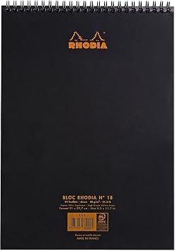 Rhodia Wirebound Notepad, A4, Lined - Black