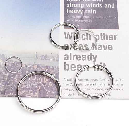 Miniatura 8 de Llavero de metal redondo dividido con conectores para el hogar, coche, etiqueta de perro, adornos de oficina, accesorios de llaves