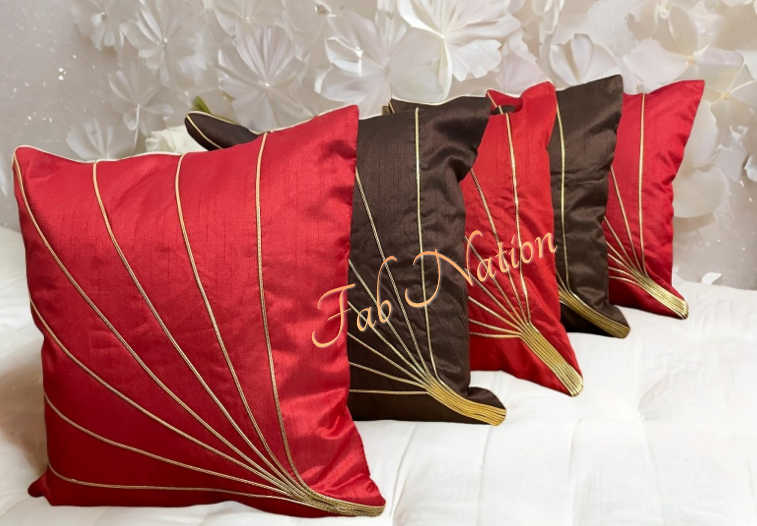 Multicolor Silk Cushion Covers - Set of 5 -14