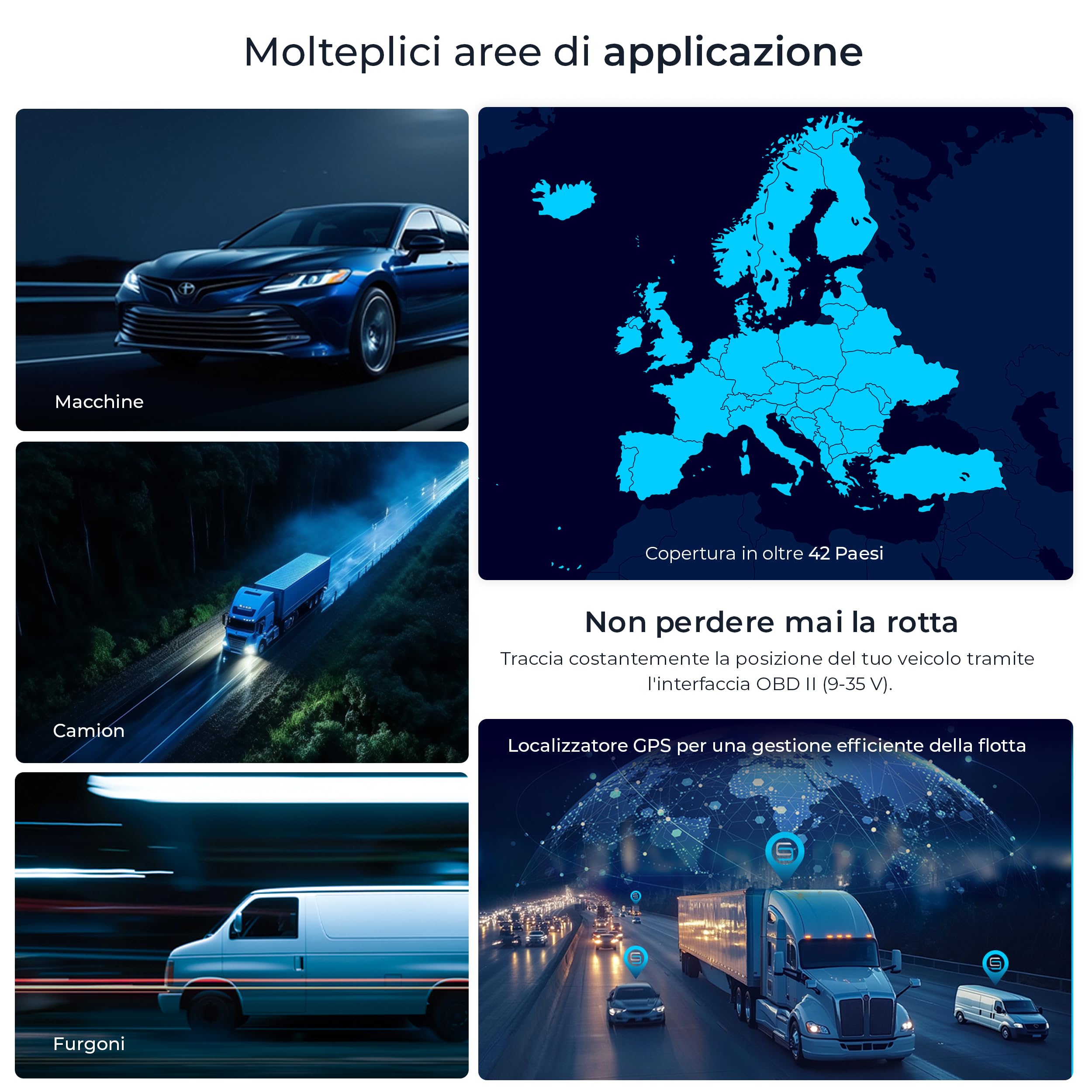 Salind 08 4G, OBD GPS Tracker, Localizzatore per Auto, Camion e Altri Veicoli, Geocalizzatore Gps con App e Connessione Diretta alla Presa OBD, Monitoraggio Percorso in Tempo Reale Tramite App