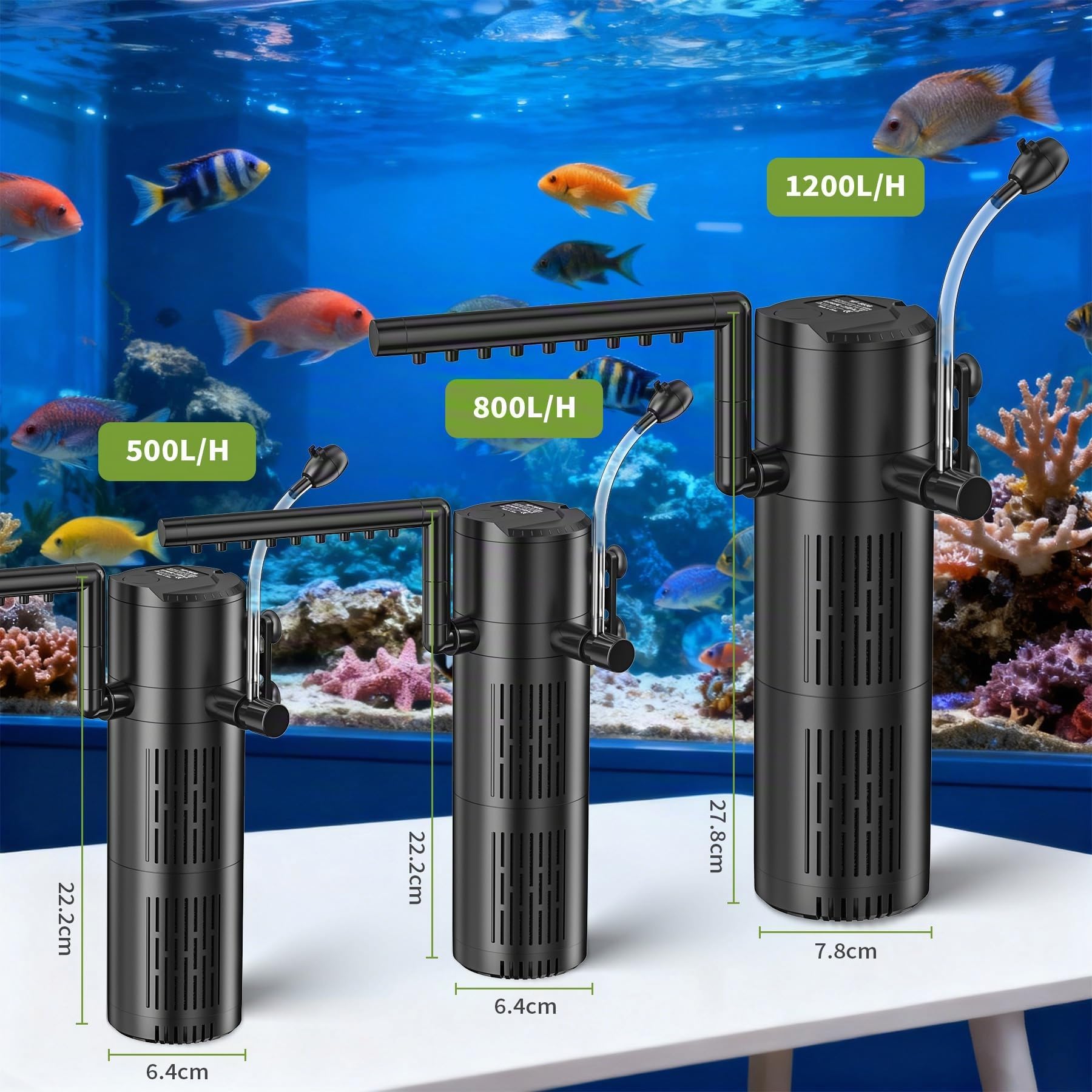 Forever Speed Filtro Acuario Interno con lámpara UVC 6W y Filtro pecera 5 en 1, para acuarios de 40L a 100L (500L/H)