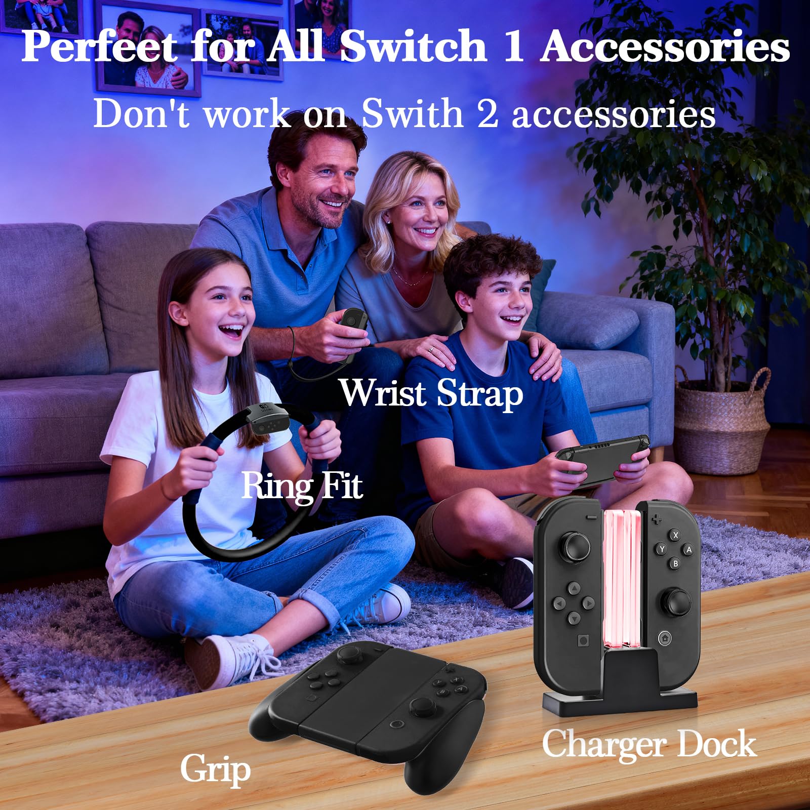 Ninconrep Control for Switch Controllers, Wireless Joy Remote for Switch 1 OLED Lite, Anti Drift Hall Effect Joysticks, Extra Cons One Black Controls Value Bundle (Not Official) — view 5