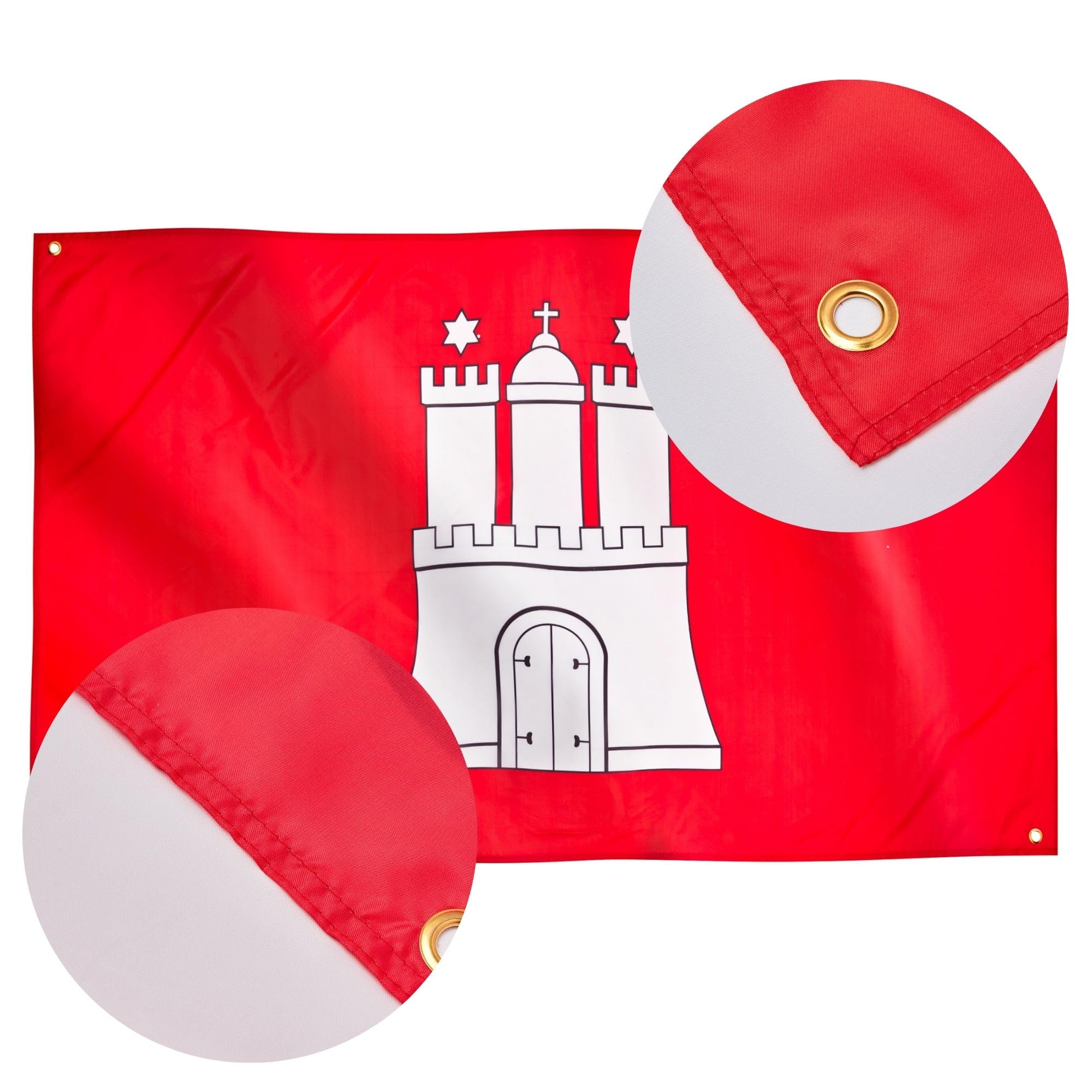 Runesol Hamburg Flag, 91x152cm, 3ft x 5ft, Flag of Hamburg, 4 Grommets, Eyelet in Every Corner, German Region, Premium Flags - Image 4
