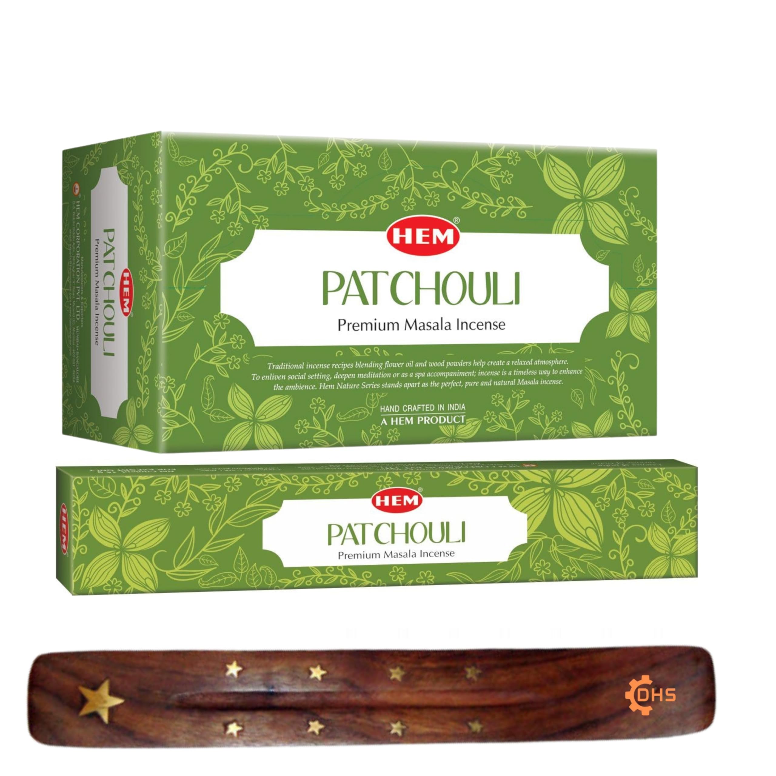 Dhs Black Hem Patchouli Premium Incense Sticks, Full Pack Of 12, Each 15 Gms With Incense Stick Holder For Yoga, Meditation, Healing, Spirituality, Aromatherapy, Incense Spa And Relaxation…