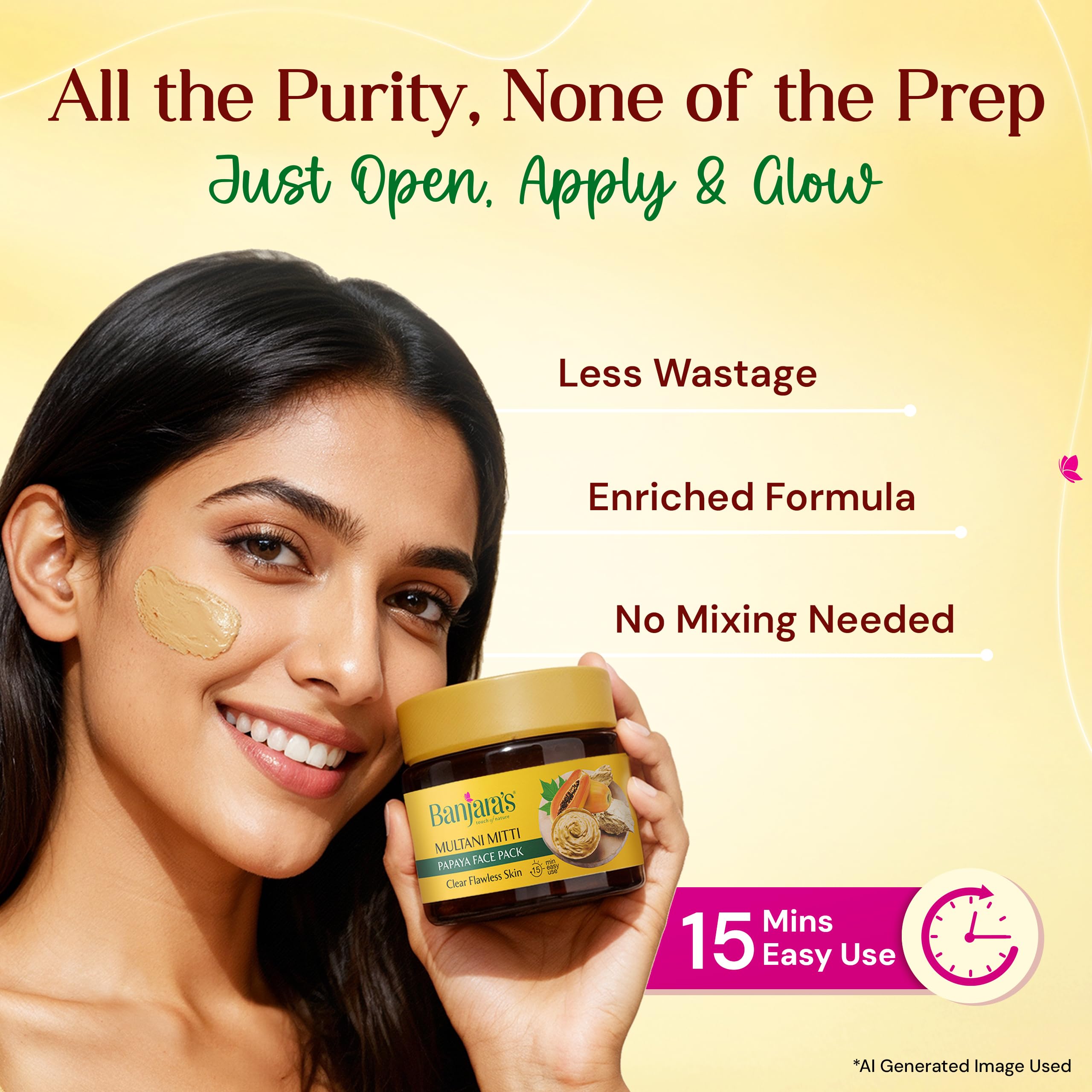 Banjara's Multani Mitti Face Pack Clear Smooth Skin (15min easy use) 110gm 1