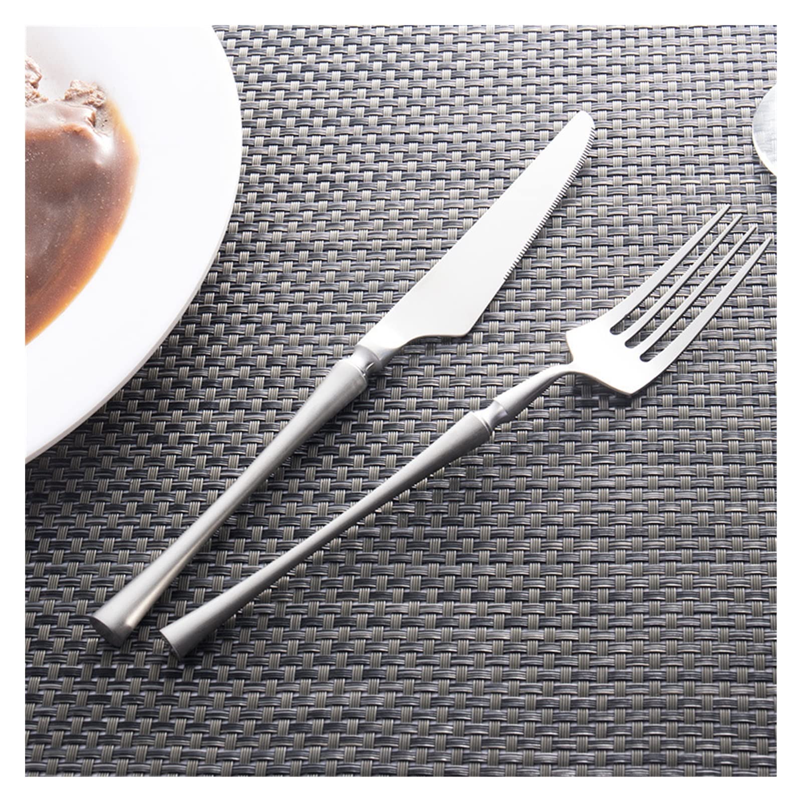 Genérico Juego De Cubiertos De Acero Inoxidable, Cubiertos para Fiestas De 24 Piezas, Cubiertos para Banquetes De Boda, Cuchillo, Tenedor Y Cuchara De Acero Inoxidable Duraderos