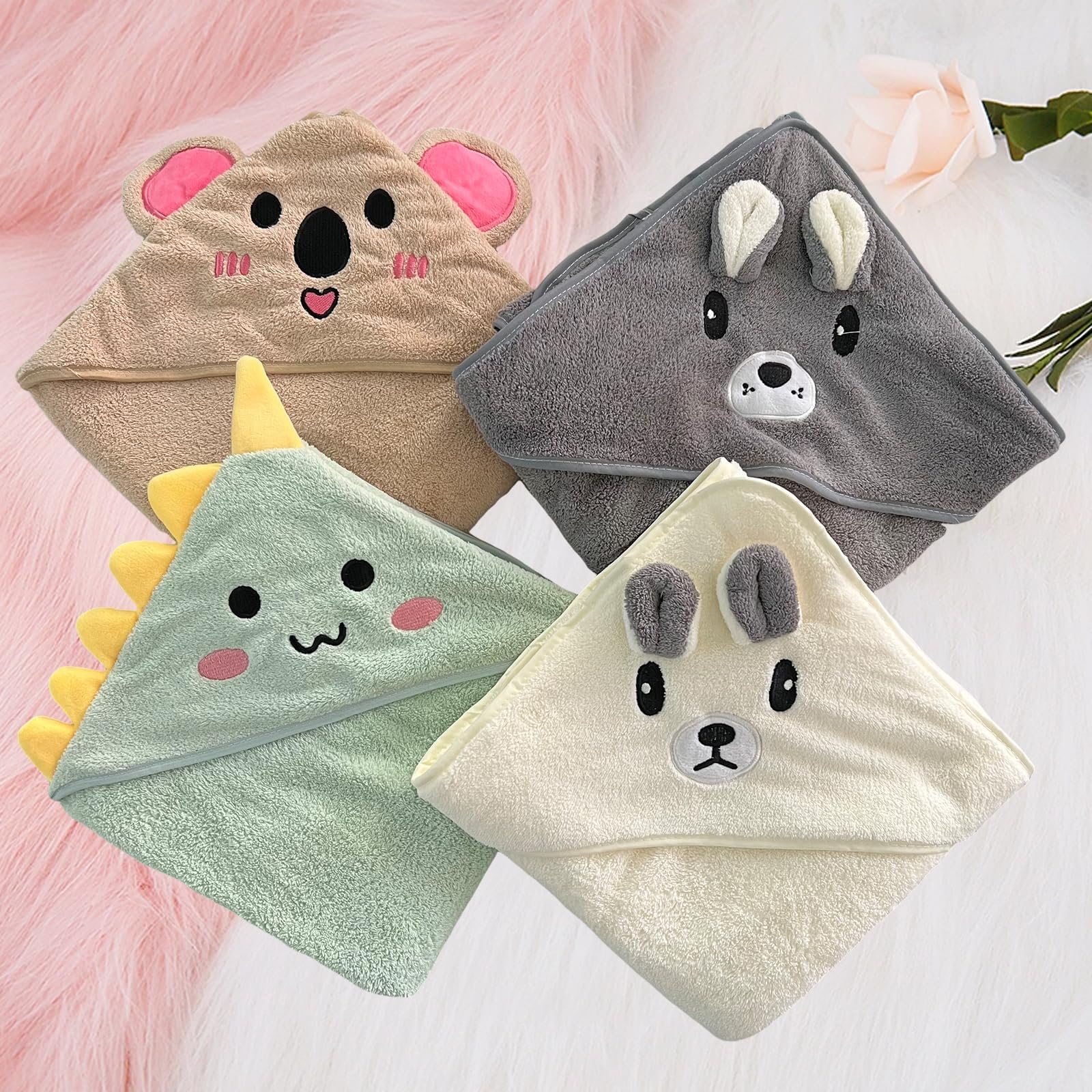 Pack de 4 toallas de bambú con capucha para bebé