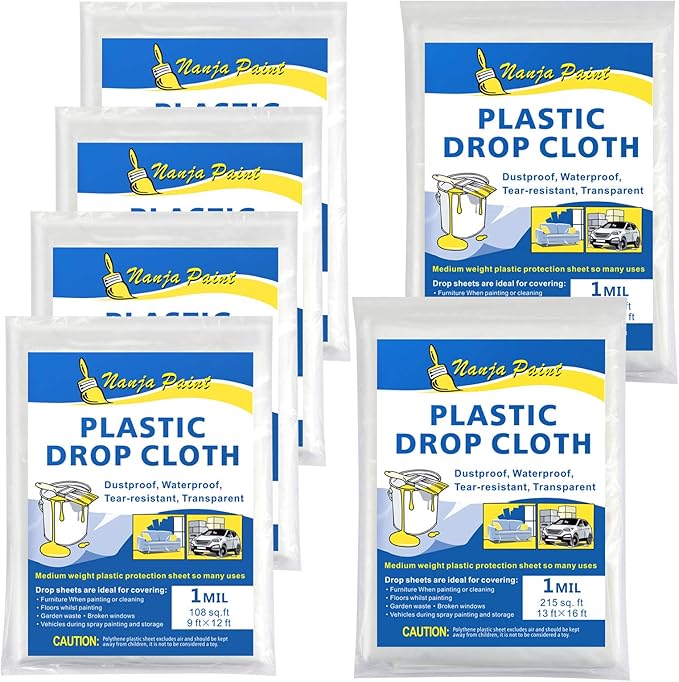 Plastic Drop Cloth 1 Mil Thickness Painters Clear Polyethylene Drop