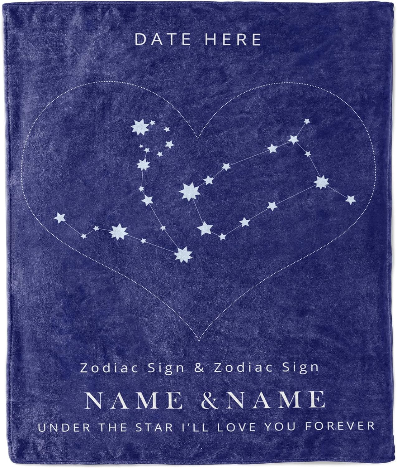 Manta personalizada con nombre del signo del zodiaco, manta personalizada con nombre, fecha, manta para parejas, regalo romántico de San Valentín, manta de forro polar suave personalizada, regalo