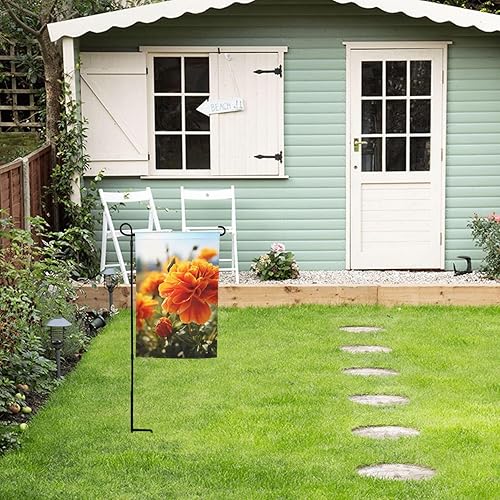 Miniatura 6 de Banderas de jardín para exteriores, flores de caléndula, flores de otoño, bandera de jardín de 12 x 18 pulgadas, bandera de bienvenida de temporada
