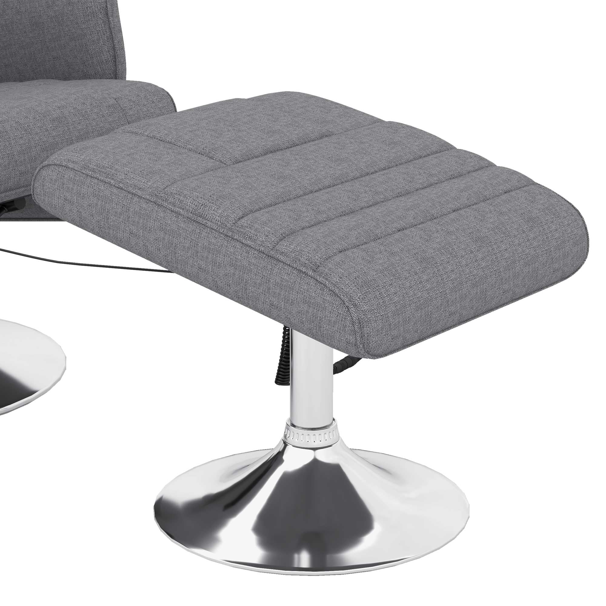HOMCOM Poltrona Massaggiante a 8 Punti e Reclinabile con Telecomando e Poggiapiedi, Poltrona Relax in Acciaio e Tessuto Effetto Lino, 78x90x93 cm, Grigio Scuro