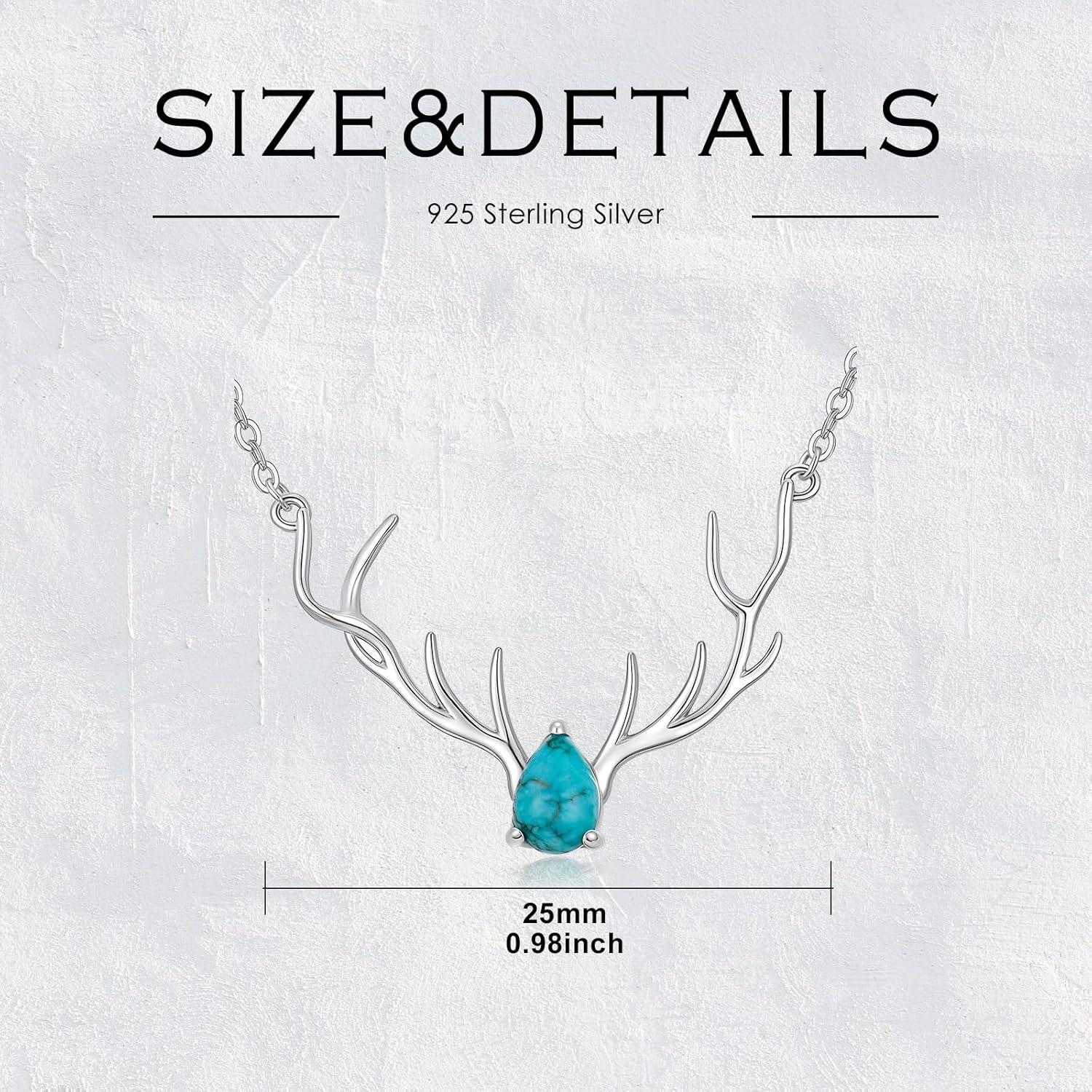 Natural Turquoise Antler Necklace 925 Sterling Silver Antler Pendant Necklace Christmas Jewelry. Holiday Commemorative Jewelry Gift for Women - Image 6
