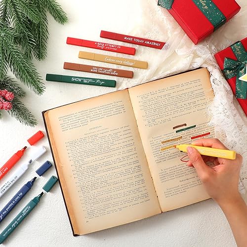 Miniatura 5 de Cholemy 50 bolígrafos inspiradores de Navidad sin sangrado, resaltadores motivacionales de secado rápido, rotuladores pastel a granel, bolígrafos de