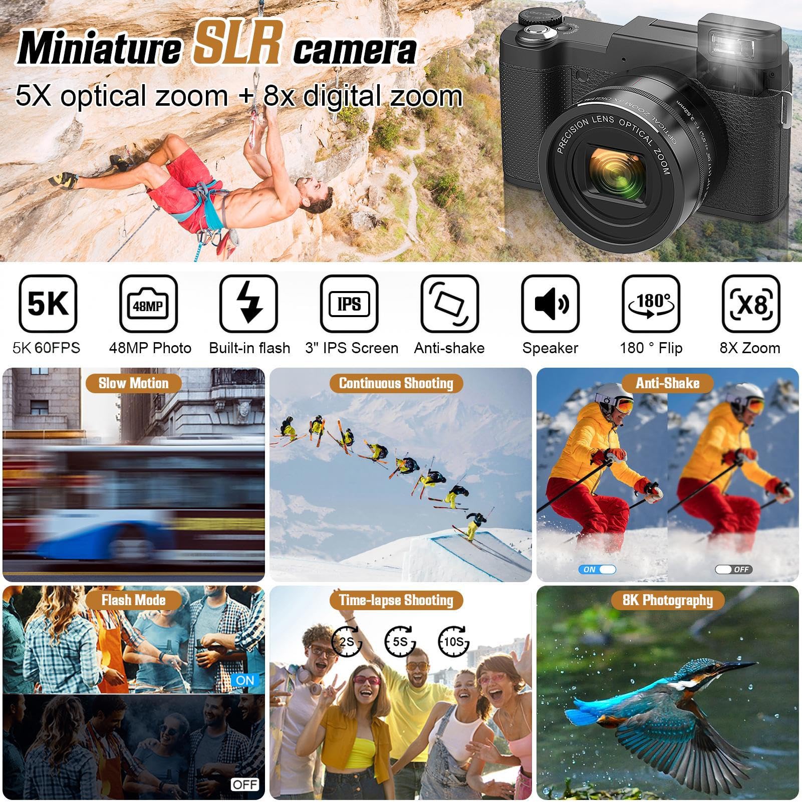 Fotocamera digitale 40x con zoom ottico 4k | Fotocamera Vlogging con sensore da 48 megapixel | Fotocamera fotografica avanzata | Attrezzatura fotografica professionale per documentari, vlog e