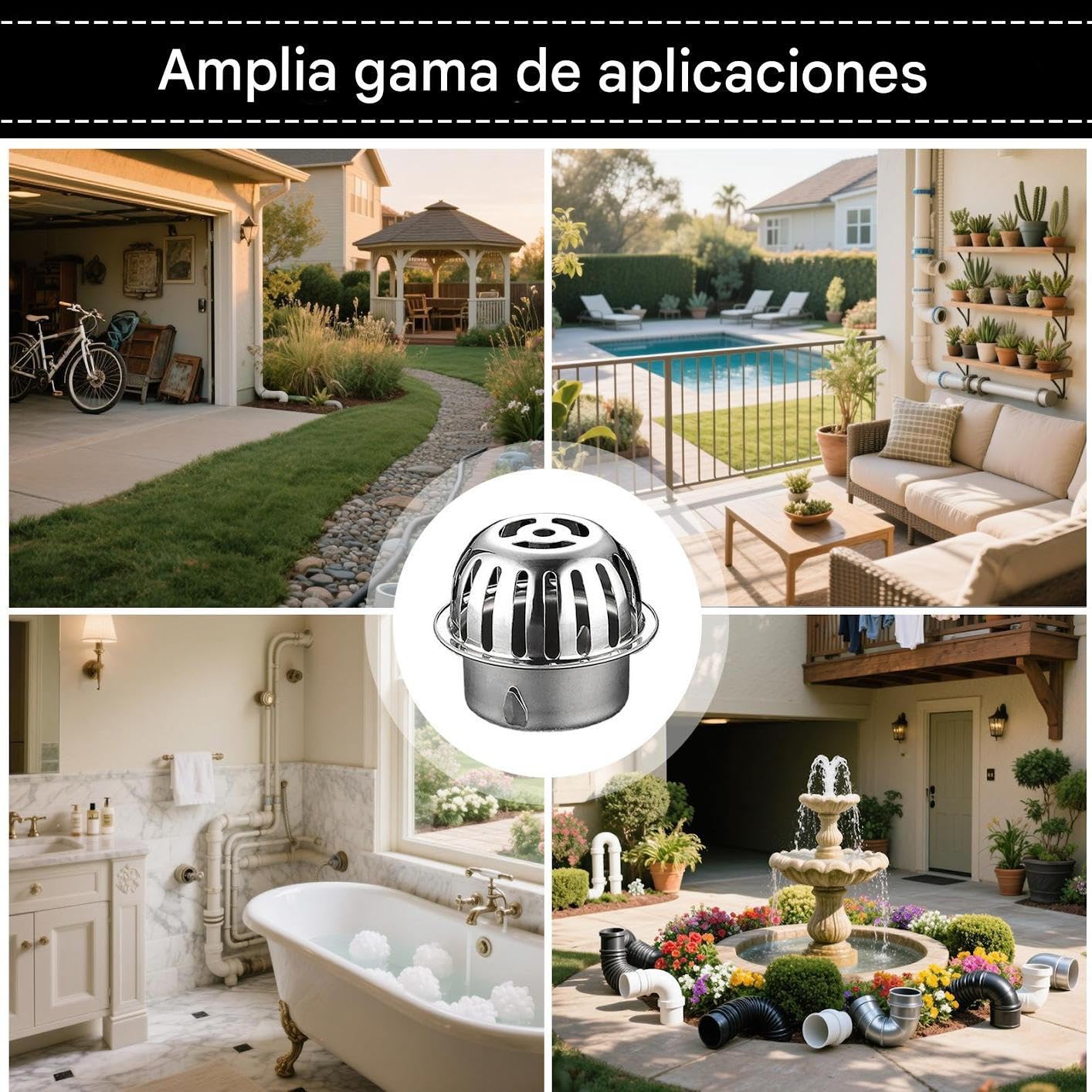 Cubierta De Drenaje para Exteriores - Rejilla para Sumideros de Baño - Rejilla Cúpula Antiatascos Acero Inoxidable para Baño Jardín Sótano