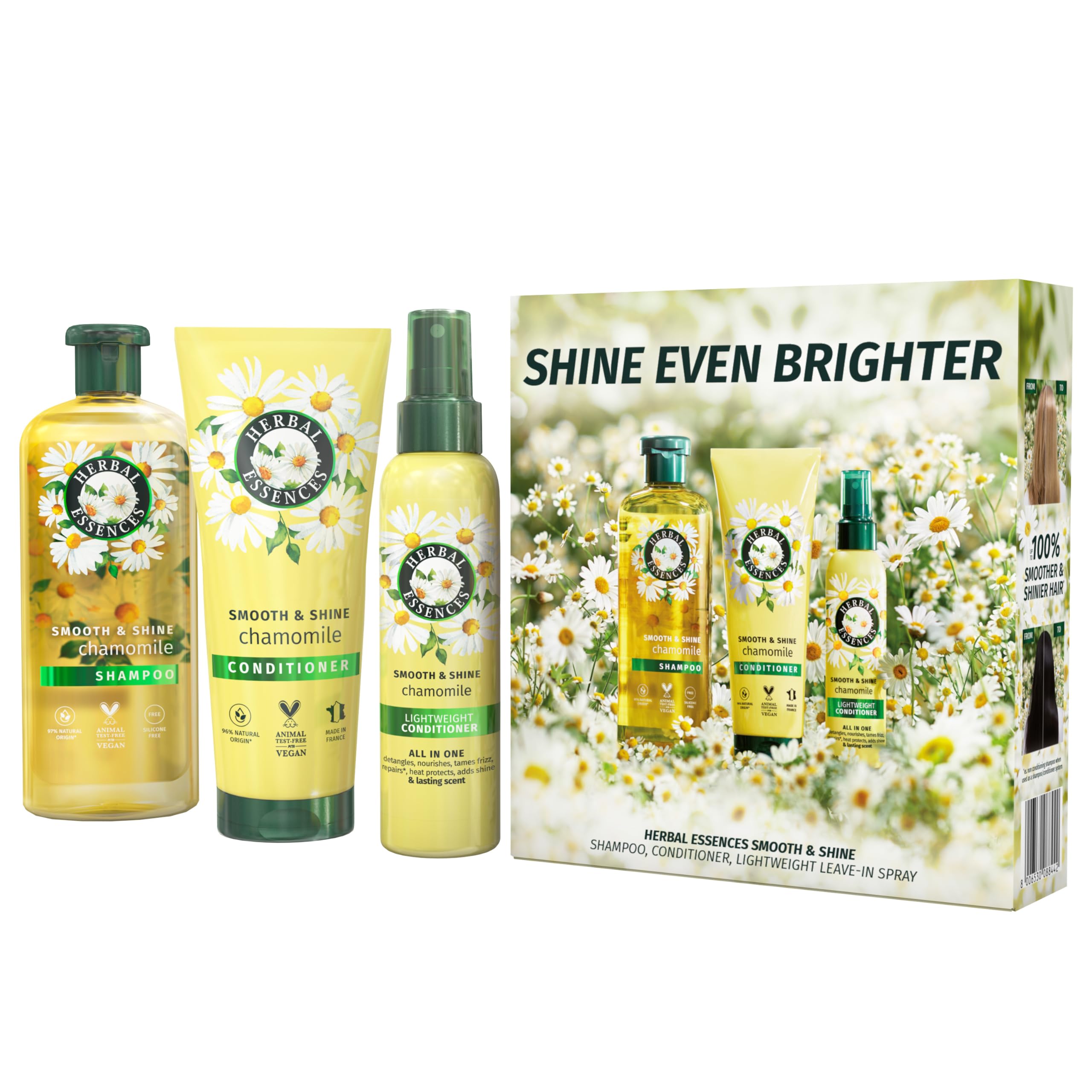 Herbal Essences Smooth & Shine Chamomile Giftset: Shampoo, Conditioner, Leave-In Spray Br/>