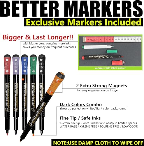 Miniatura 4 de Mag-Fancy Calendario magnético acrílico para refrigerador, juego de 2 calendarios transparentes de borrado en seco, tablero planificador