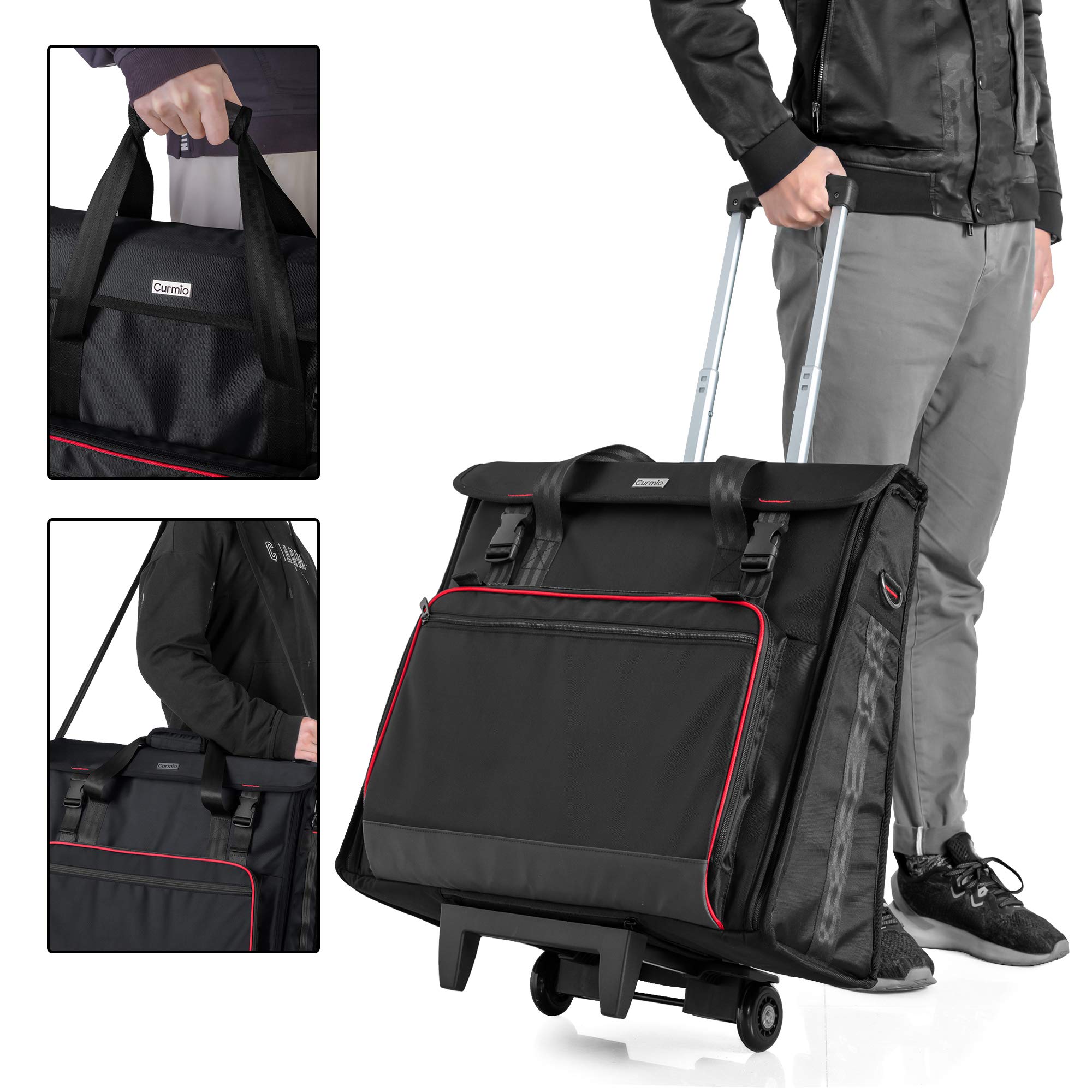 CURMIO Tragetasche kompatibel mit Apple iMac 21,5" mit Abnehmbarem Trolley, 21,5 Zoll Desktop Computer Tasche, iMac Trolley Tasche für Transport und Aufbewahrung (Leere Tasche), Schwarz | Dick Gepolstert, Zubehörtasche, Abnehmbarer Schultergurt, iMac Trol