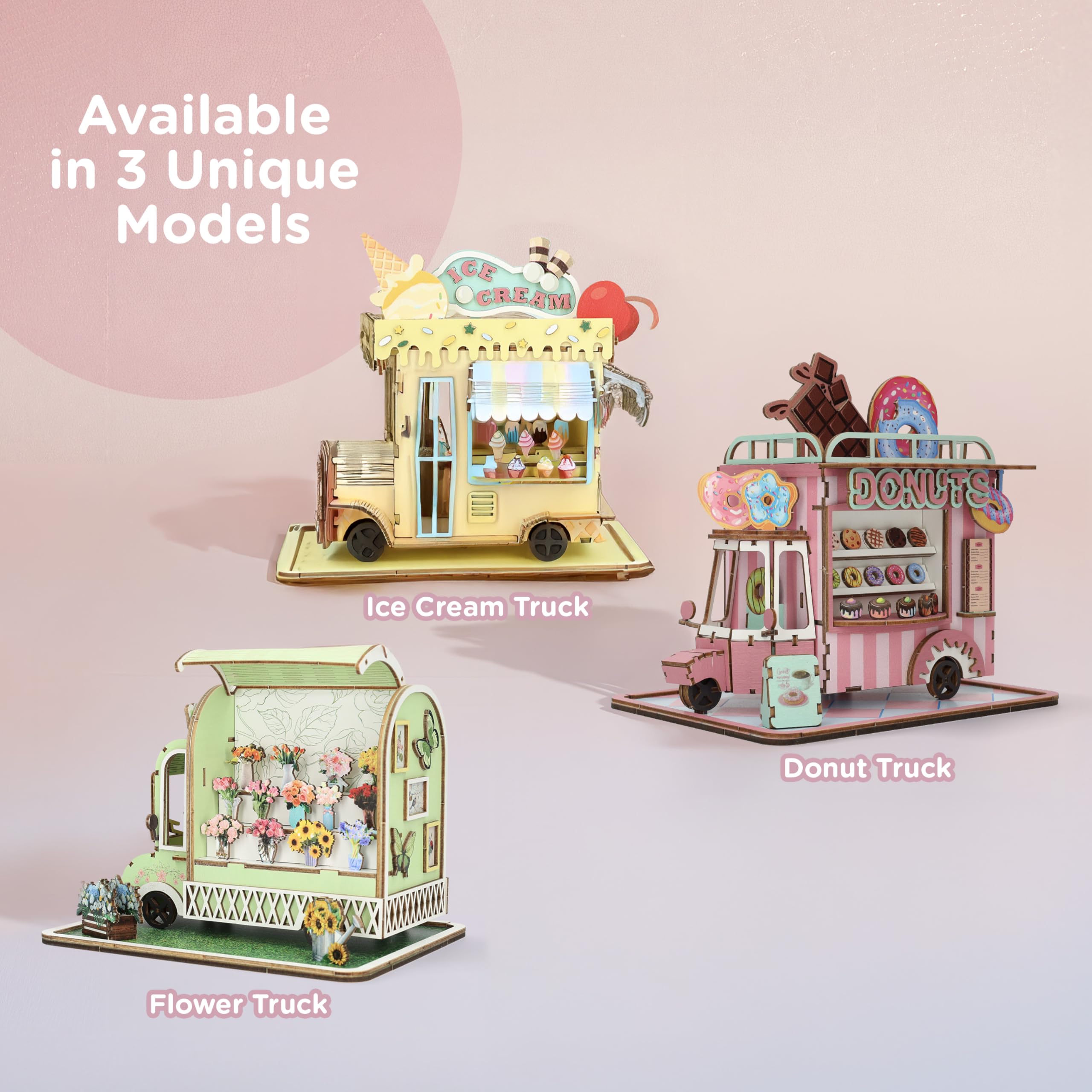 Crafts&Co Puzzle in legno 3D, fai da te, in miniatura in legno, per bambini e adulti, set creativo per rilassarsi e decorare, dimensioni: 16 x 8 x 10 cm, giallo