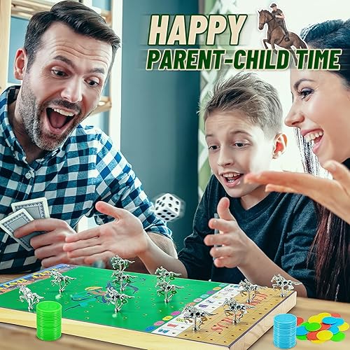 Miniatura 7 de Juegos de mesa de carreras de caballos juegos de mesa de carreras de caballos con 11 caballos de metal de lujo para adultos, adolescentes y niños,