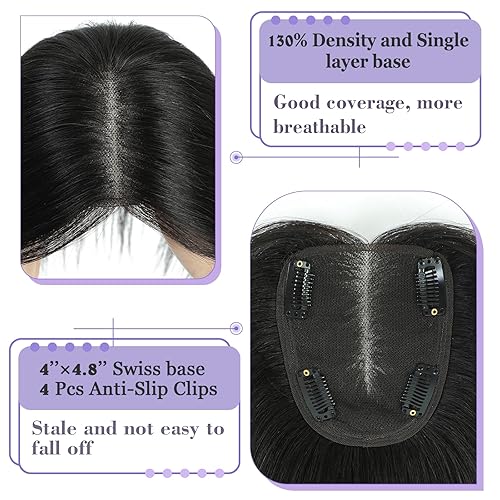 Miniatura 5 de lagomance Cubrecabello humano 100% real para mujeres con cabello delgado, cabello humano Remy para mujeres, piezas de cabello humano real para