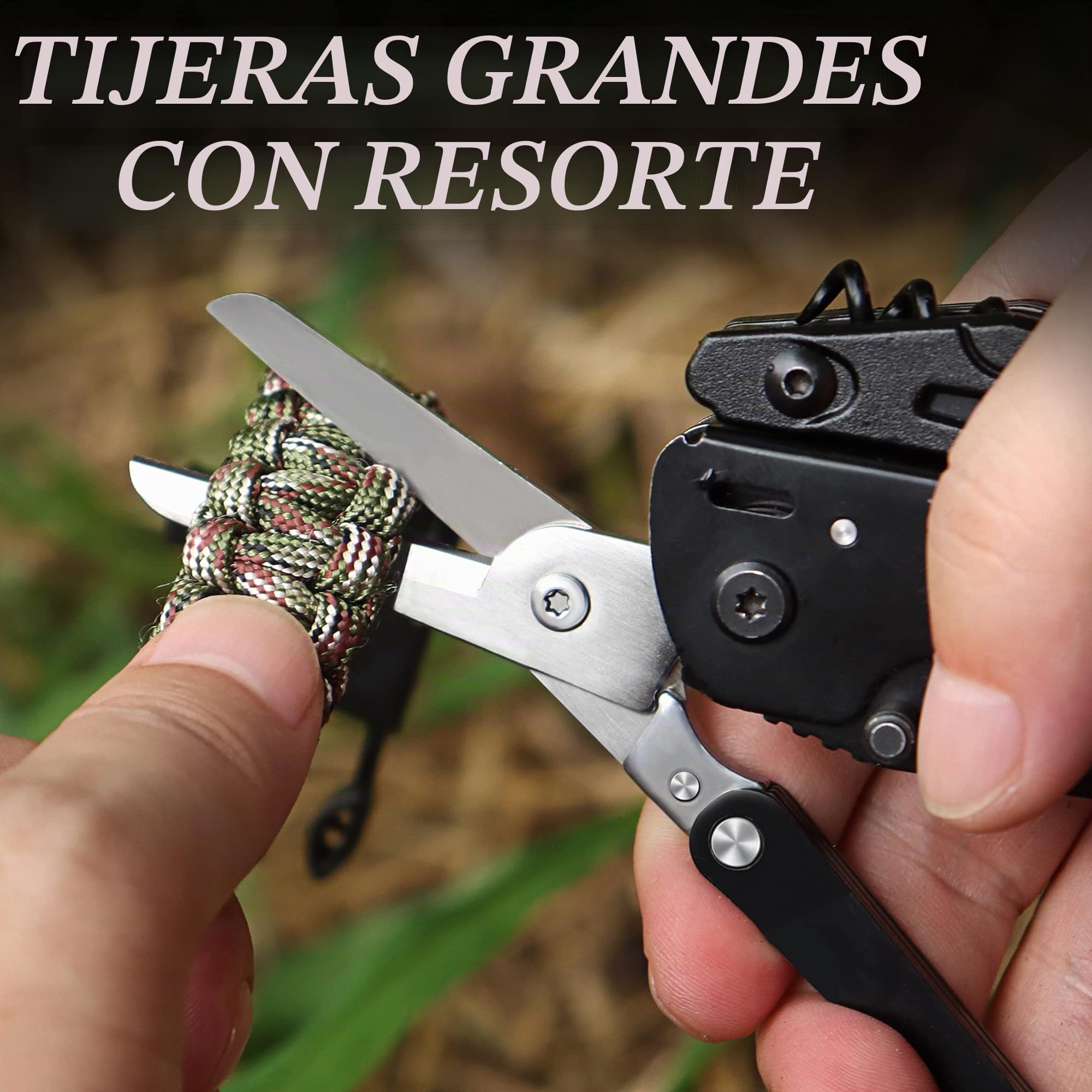 RoverTac Cuchillo de Bolsillo Multiherramienta Camping Cuchillo Regalos para Hombres Papá Esposo 18 en 1 Multi Herramienta Cuchillo Alicates Tijeras Sierra Sacacorchos 9-Pack Destornilladores