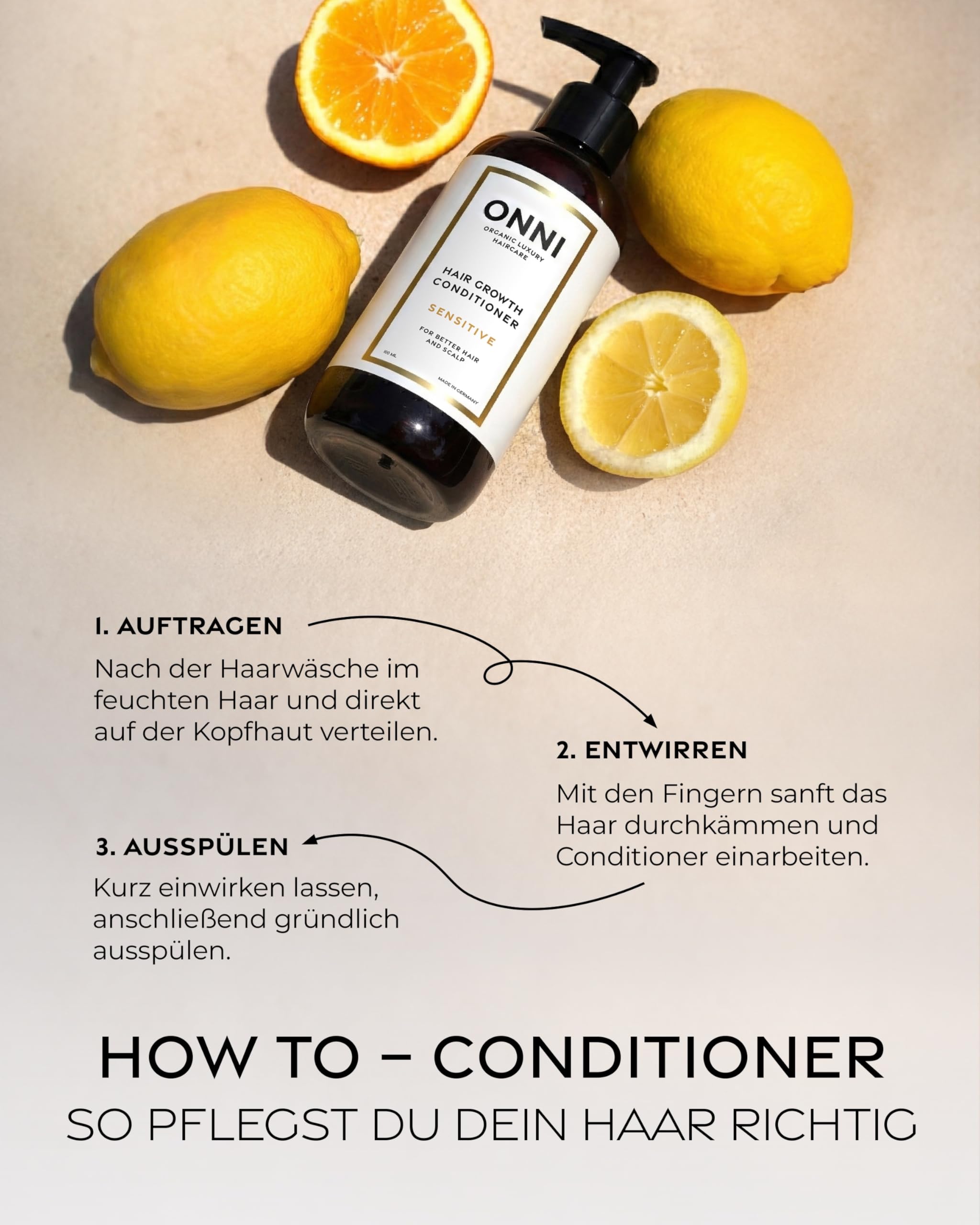 ONNI – SENSITIVE sanfter Conditioner für Haarwachstum 100ml Reisegröße – Haarpflege mit Follicusan & Pflanzenextrakten – Hair Growth Haarconditioner ohne Öle & Duftstoffe – silikon- & parabenfrei