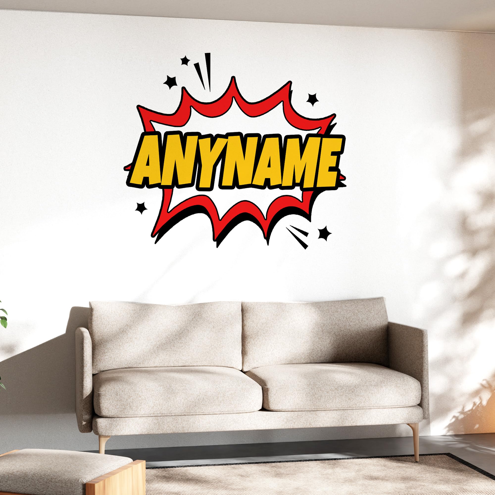 (New Update) Custom Comic Book Name Wall Decal Personalized Superheroes Baby Room Large Vinyl Wall Sticker for Home & Room Décor, Removable Wall Art