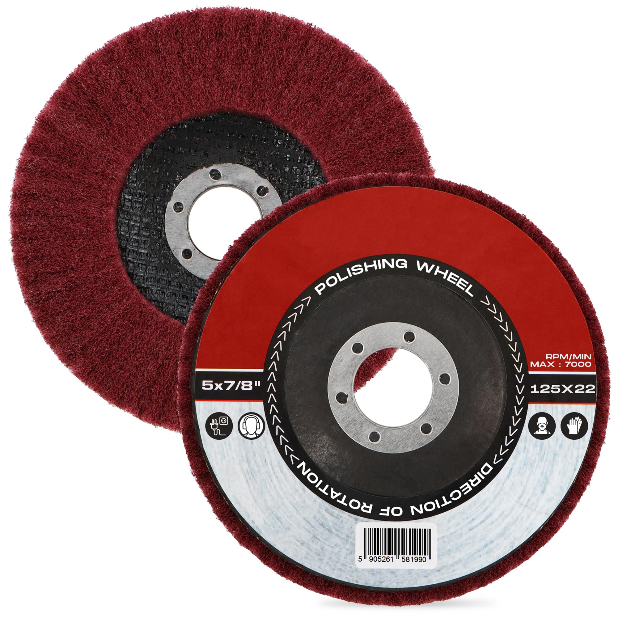 10x Dischi Pulizia 125 x 22,2 mm Ruote Lucidatura Smerigliatura Polietilene Poliammide Fibra Molatura Vernice Rimozione e Ruggine Smerigliatrice Angolare