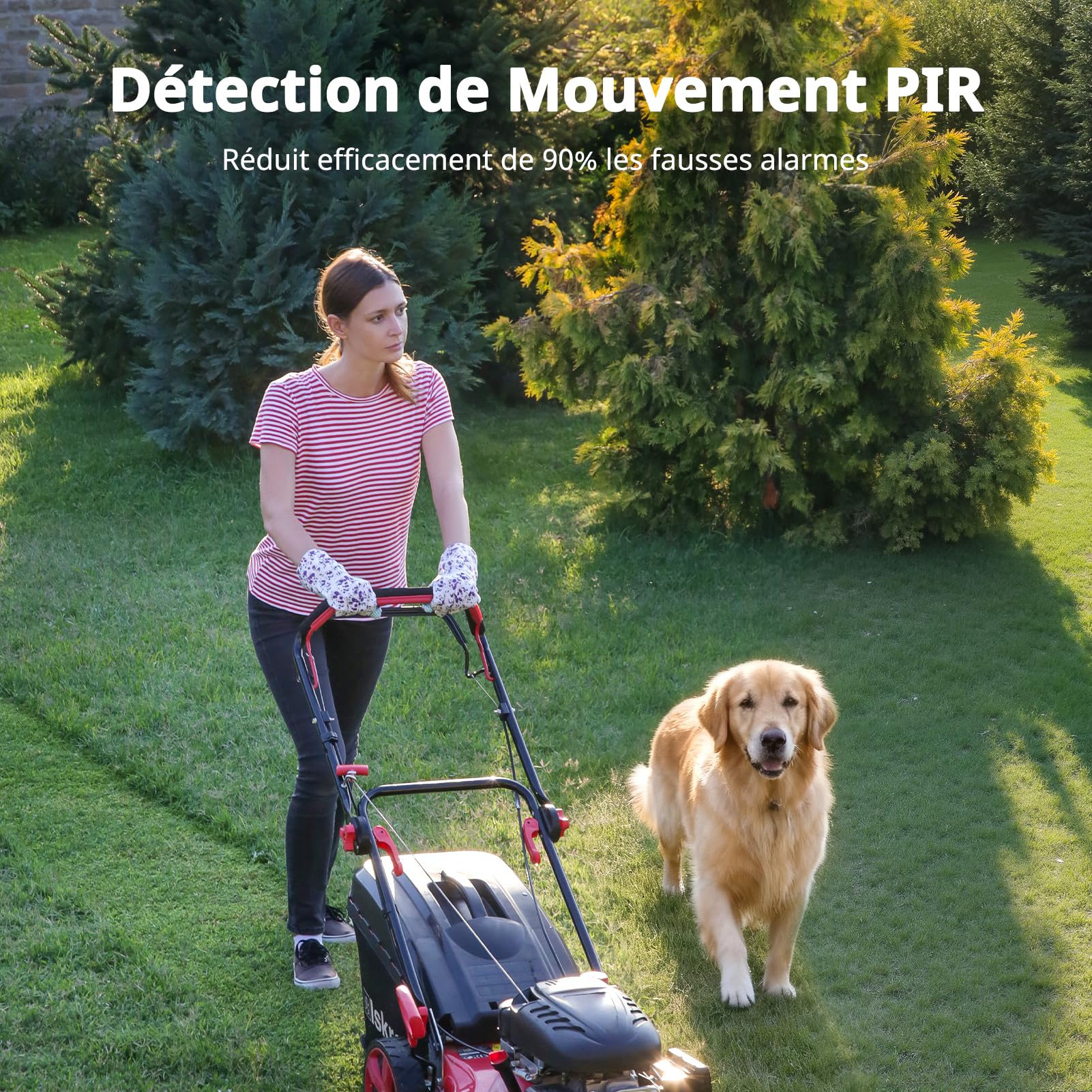2K Camera Surveillance WiFi Exterieure sans Fil avec Panneau Solaire, 360° PTZ Camera Exterieur Batterie, 2.4Ghz, PIR Détection de Mouvement, Vision Nocturne Couleur, Audio Bidirectionnel