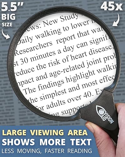 Miniatura 9 de VisionAid - Lupa de manos libres 30X con soporte, luces LED, lupa iluminada de mano de 40 lupas para personas mayores de baja visión, monedas