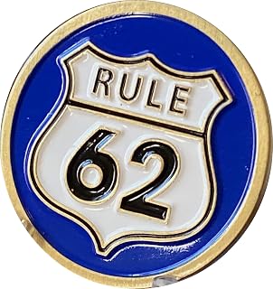 Rule 62 AA Medallion Royal Blue White Color Road Sign Sobriety Chip