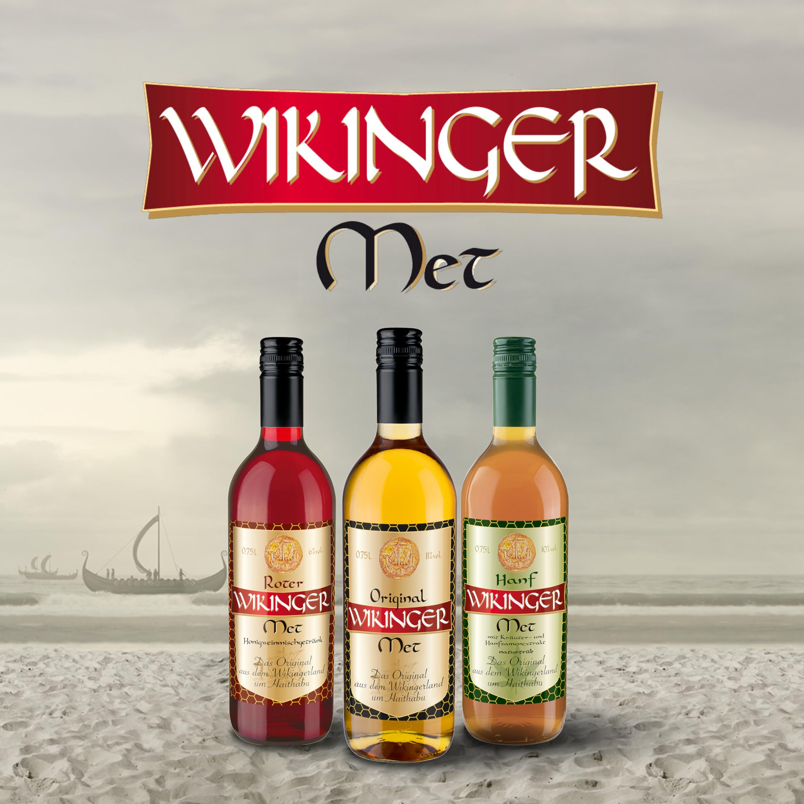 Wikinger Roter Met 6 x 0,75 L, Honigwein 6 % vol. mit Kirschsaft