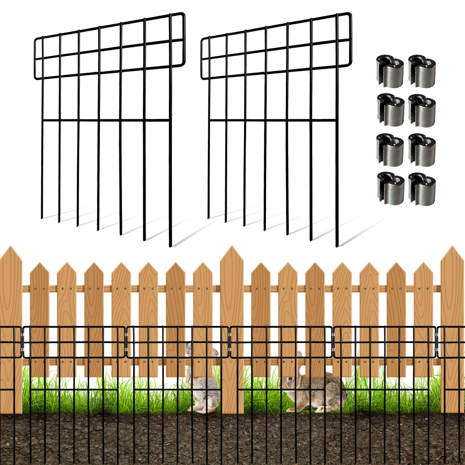 Recinzione Metallica Antiscavo Per Animali - 10 Pezzi (3,3m X 43cm) - Proteggi Giardino Da Cani E Conigli