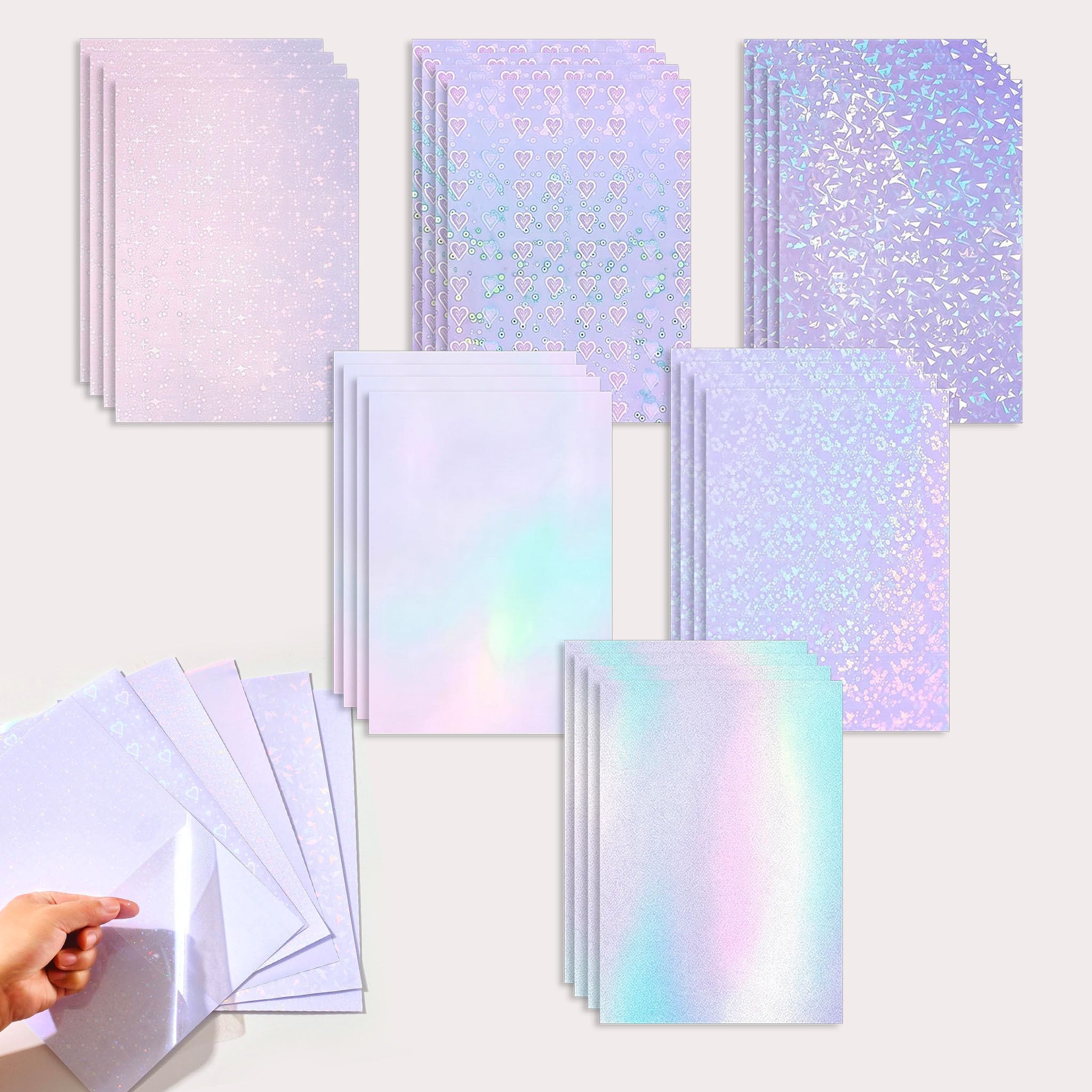 24 Holographic Vinyl Sticker Paper Waterproof Rainbow A4 Self-Adhesive Film