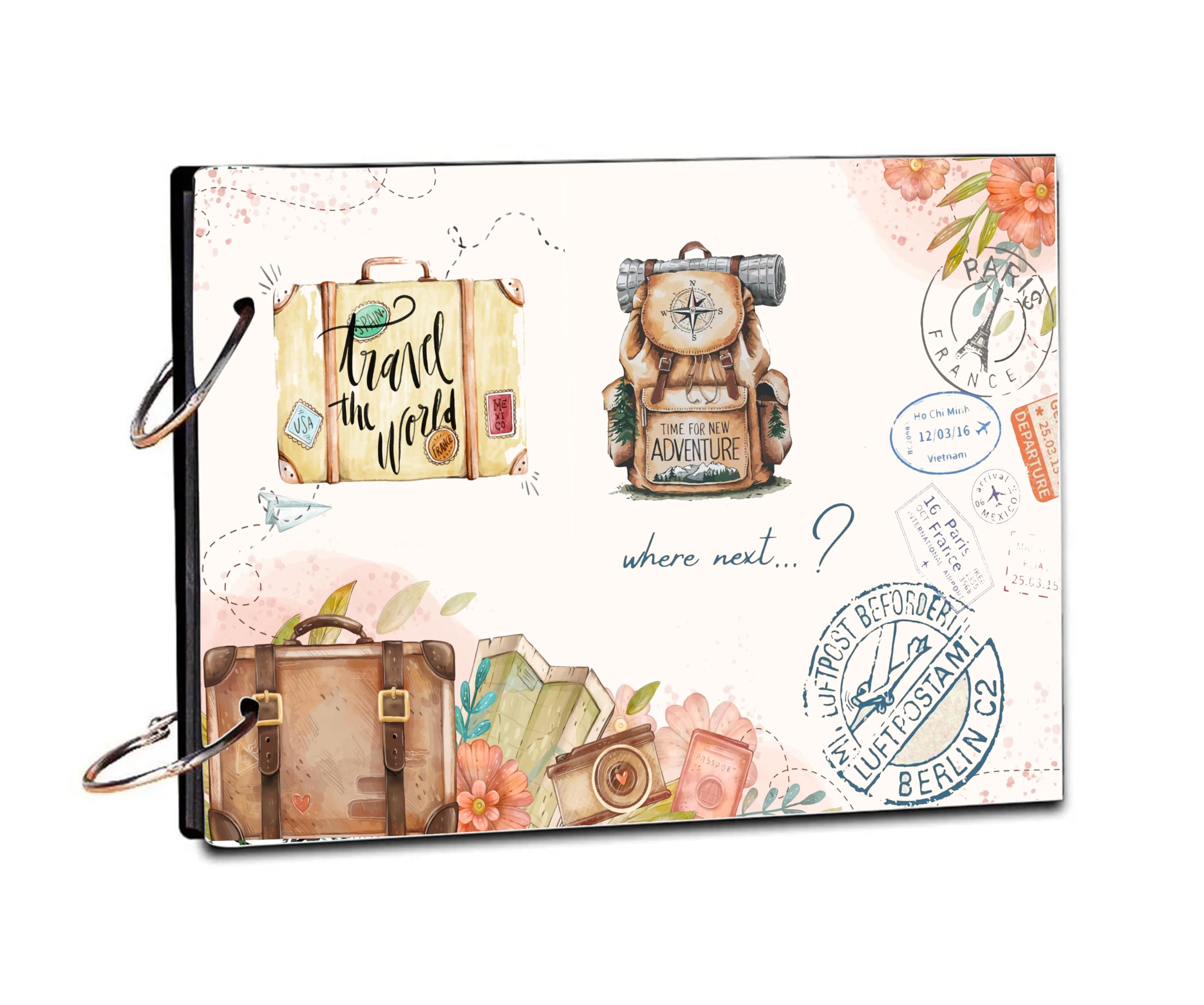 GLADTOGIFT Travel Journal Scrapbook Album – A5 Memory Book with 40 Pages | DIY Photo Scrapbook for Travel, Birthdays, Couples & Gifting | Personalised Keepsake Album-image-42