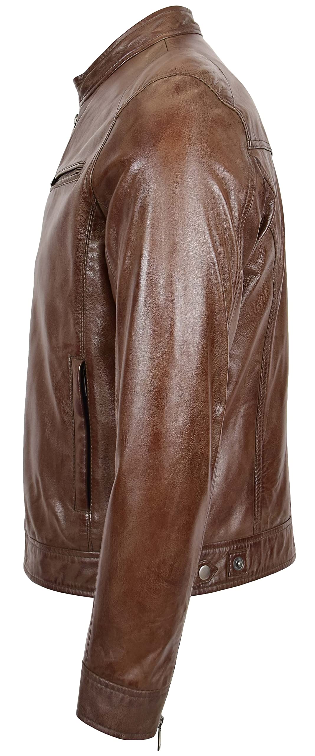 Chaqueta motera de cuero suave para hombre estilo Cafe Racer Milton