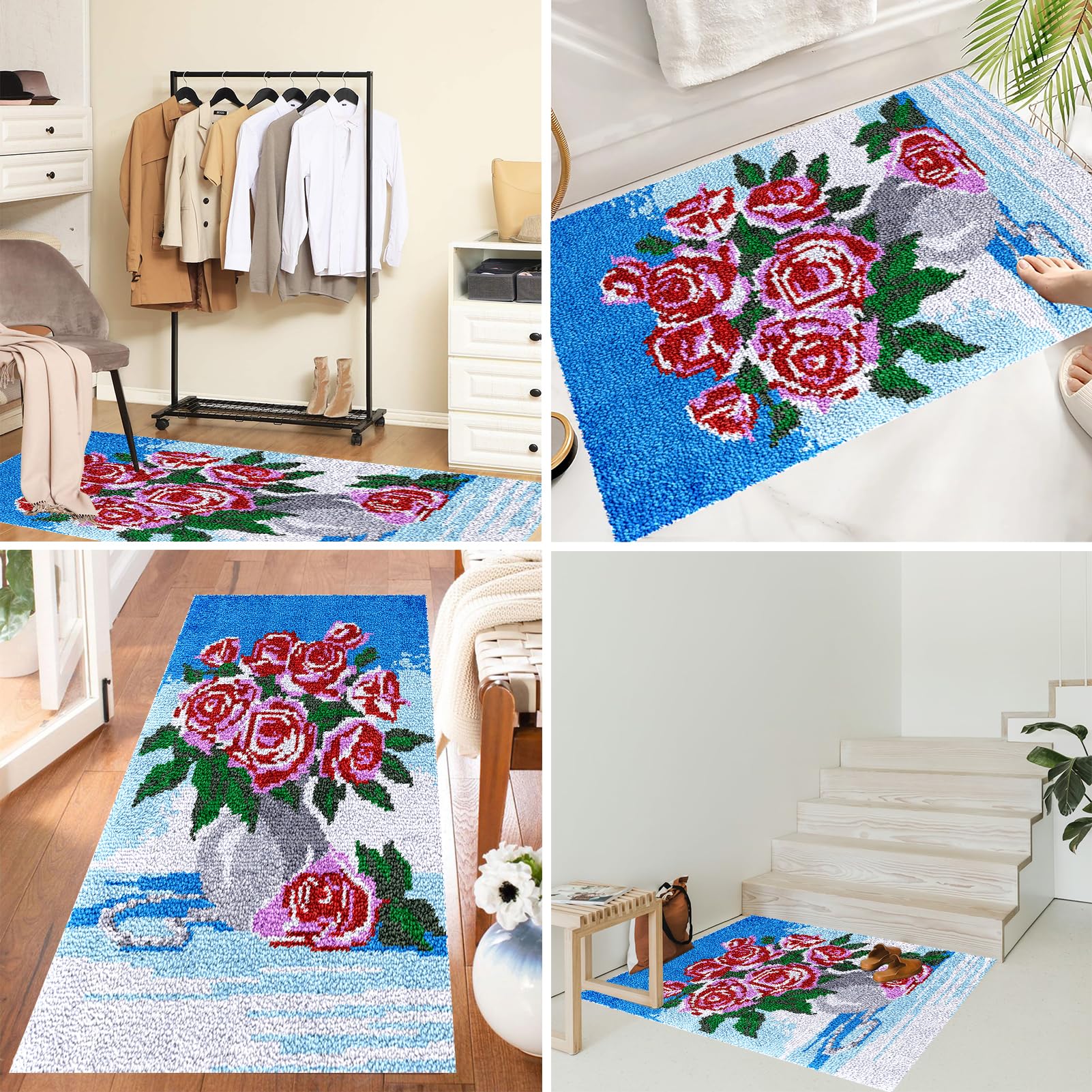 Zestaw haczyków zatrzaskowych dla dorosłych, zestaw do produkcji dywanów domowych, 130 x 150 cm zatrzask do dywanów, zestawy do haftu krzyżykowego, zestaw do robótek ręcznych szydełkowych