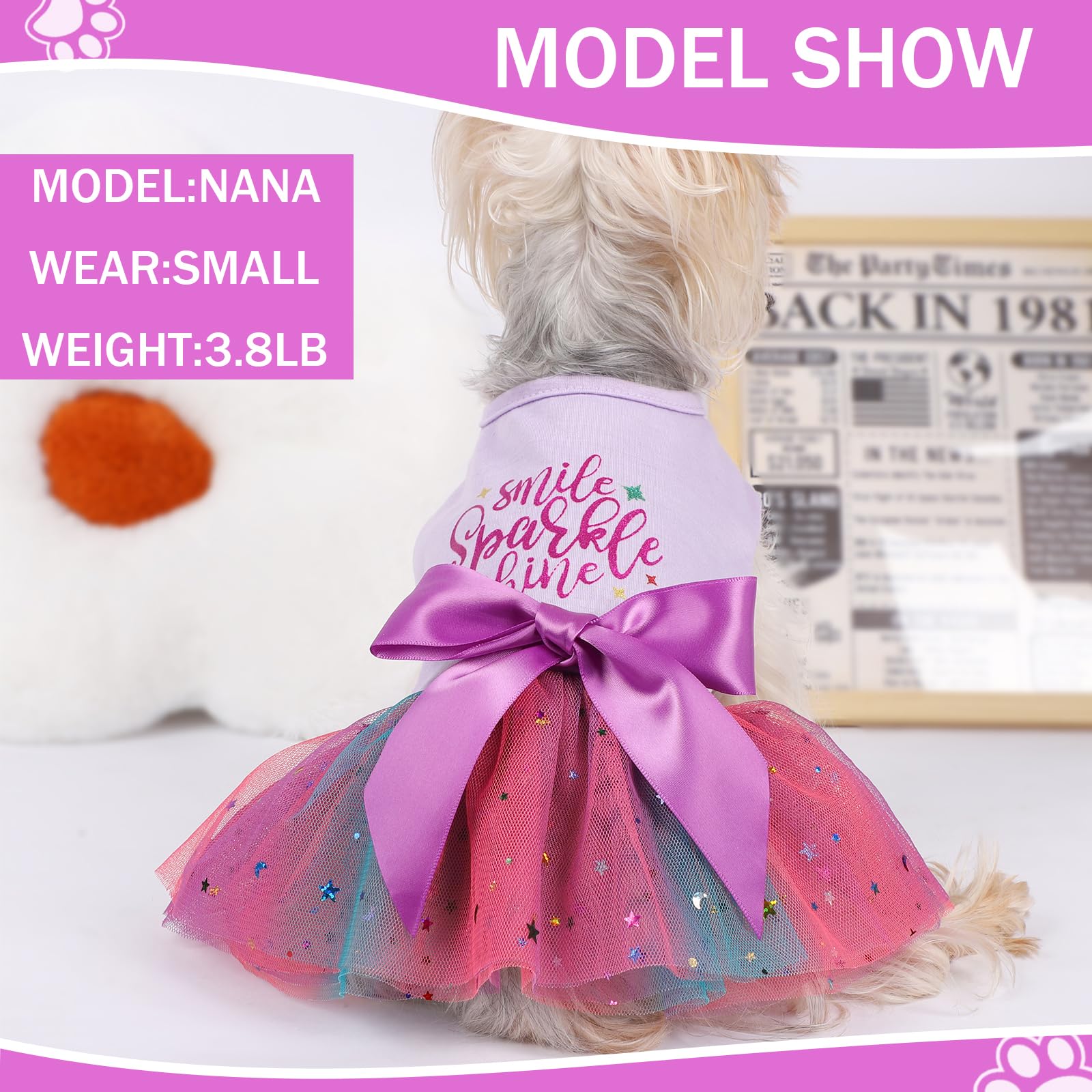 Dog Dress for Small Dogs, Puppy Costume Clothes Girls Pet Clothing Outfit Summer Spring Dresses Chihuahua Yorkie Cat Apparel