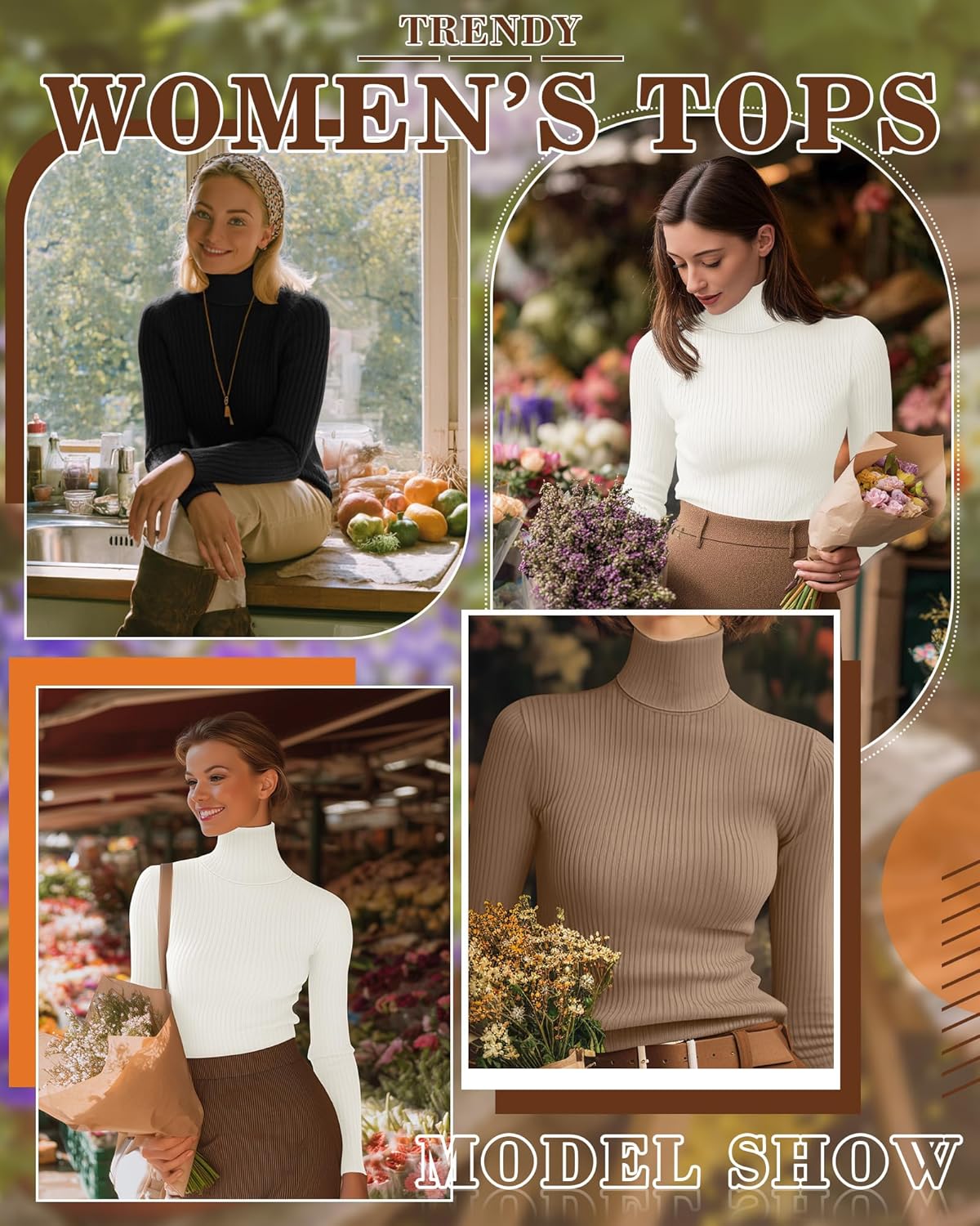 3 Pack Womens Turtleneck Sweaters, Knit Long Sleeve Ribbed Fitted Shirts Casual Warm Pullover Top Basic Fall Sweater - Image 6